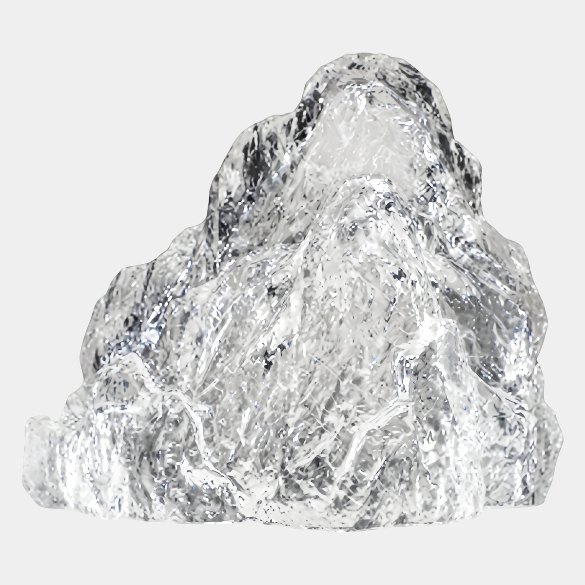 Clear Frosted Ice Block Mountain Resin Sculpture - 50cm with faceted, frosted peak form, standing directly on a plain white background.
