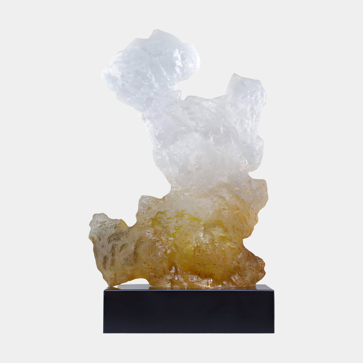 Honey Frosted Forked Rock on Marble Resin Sculpture - 40cm