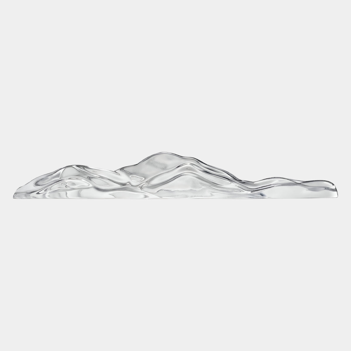 Clear Long Low Mountain Ridge Resin Sculpture (97cm) by Giant Sculptures, a glassy ridge with soft crest undulations, shown on a plain white background.