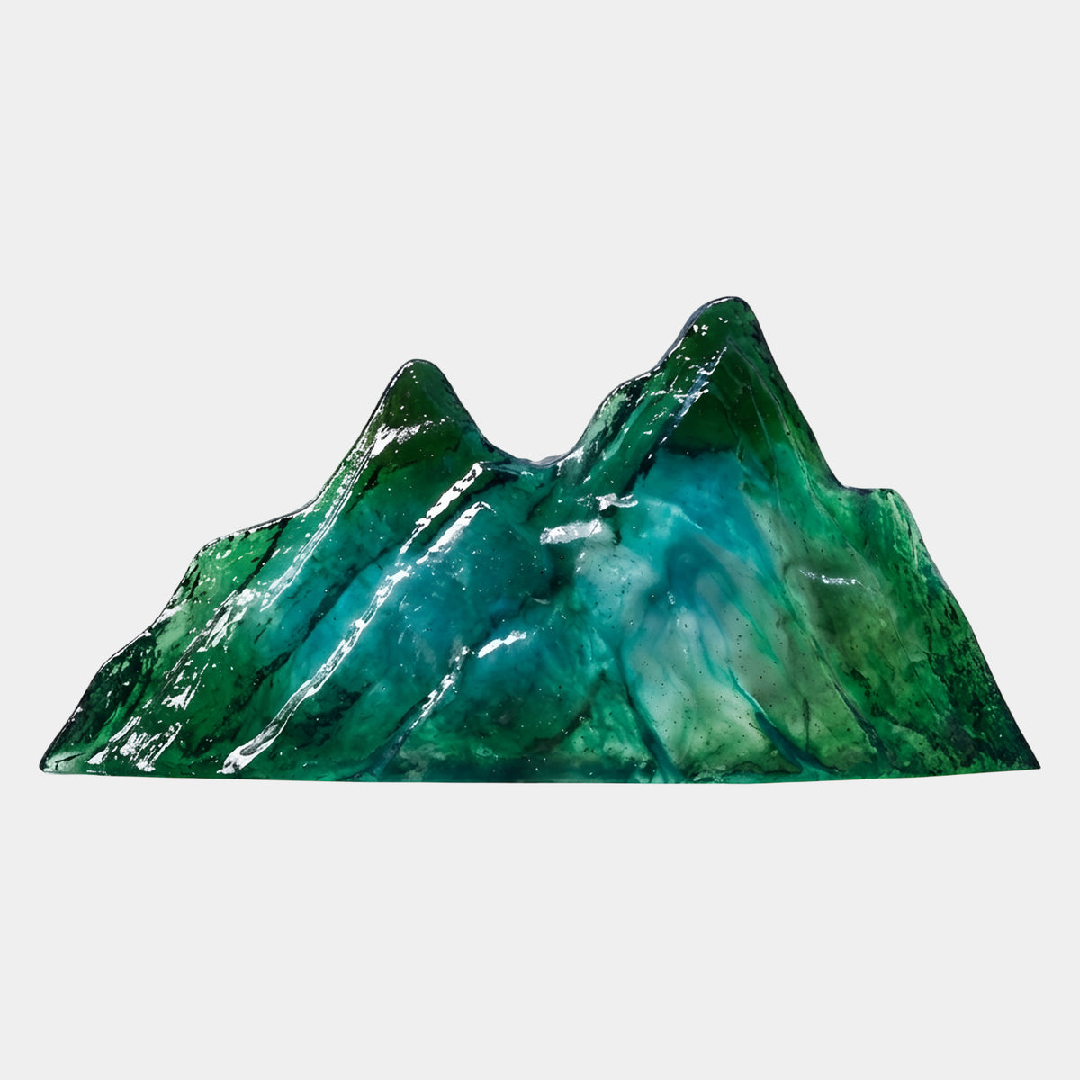 Green Double Crest Mountain Resin Sculpture - 115cm
