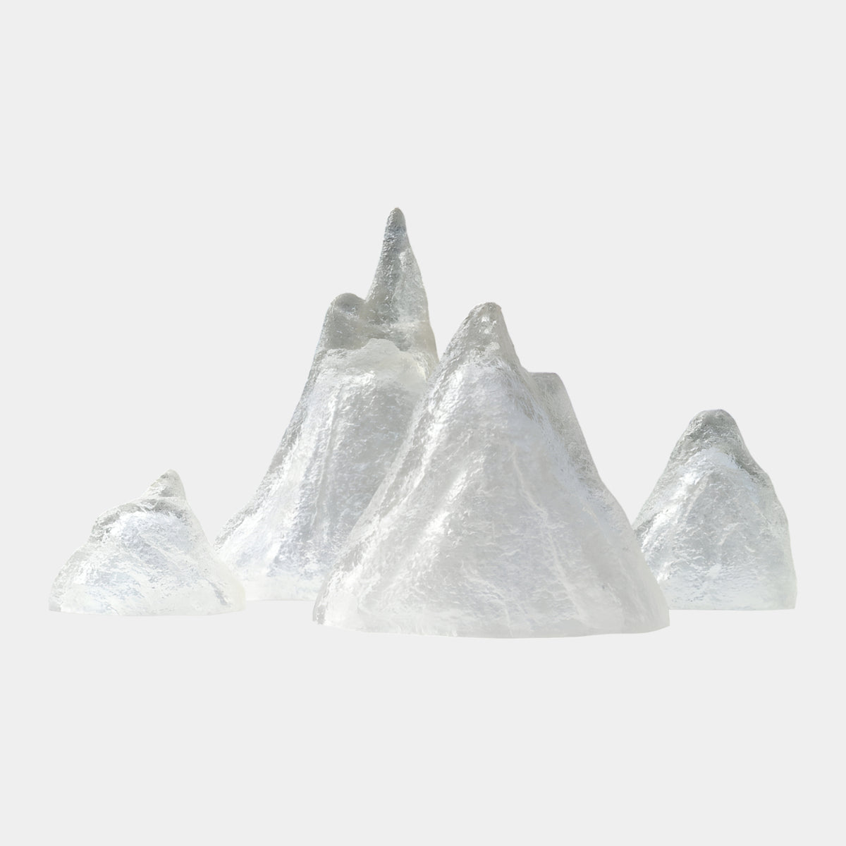 Frosted Ice-Textured Peak Resin Sculpture, 57/124cm, cluster of jagged frosted-white mountain peaks on a plain white background.