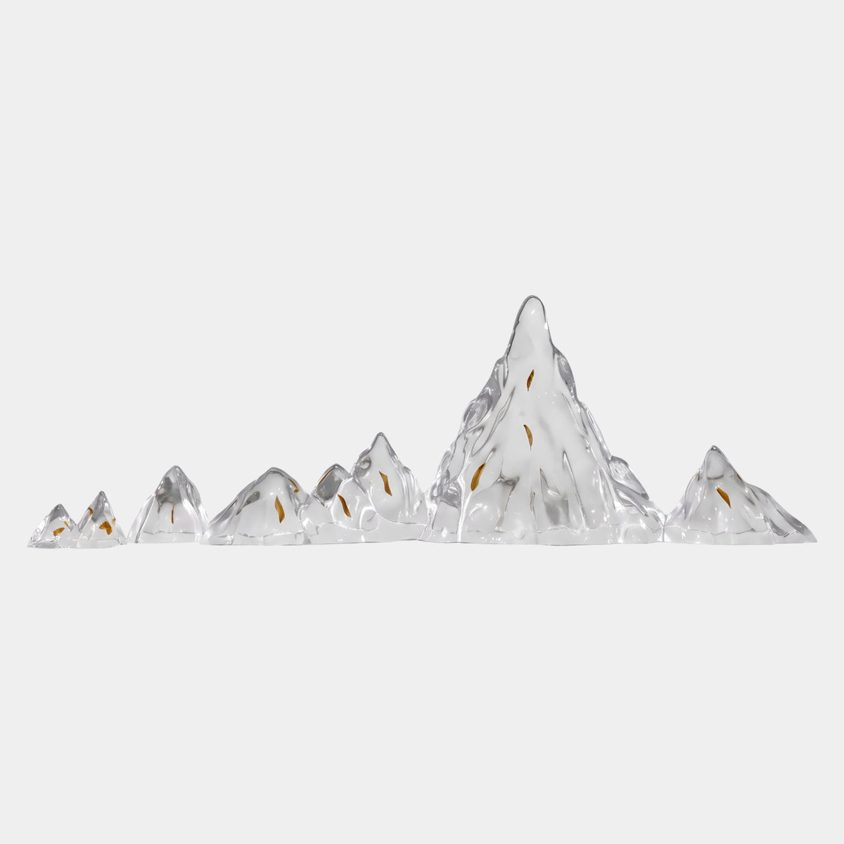 Clear Gold-Leaf Mountain Range Resin Sculpture - 24/160cm