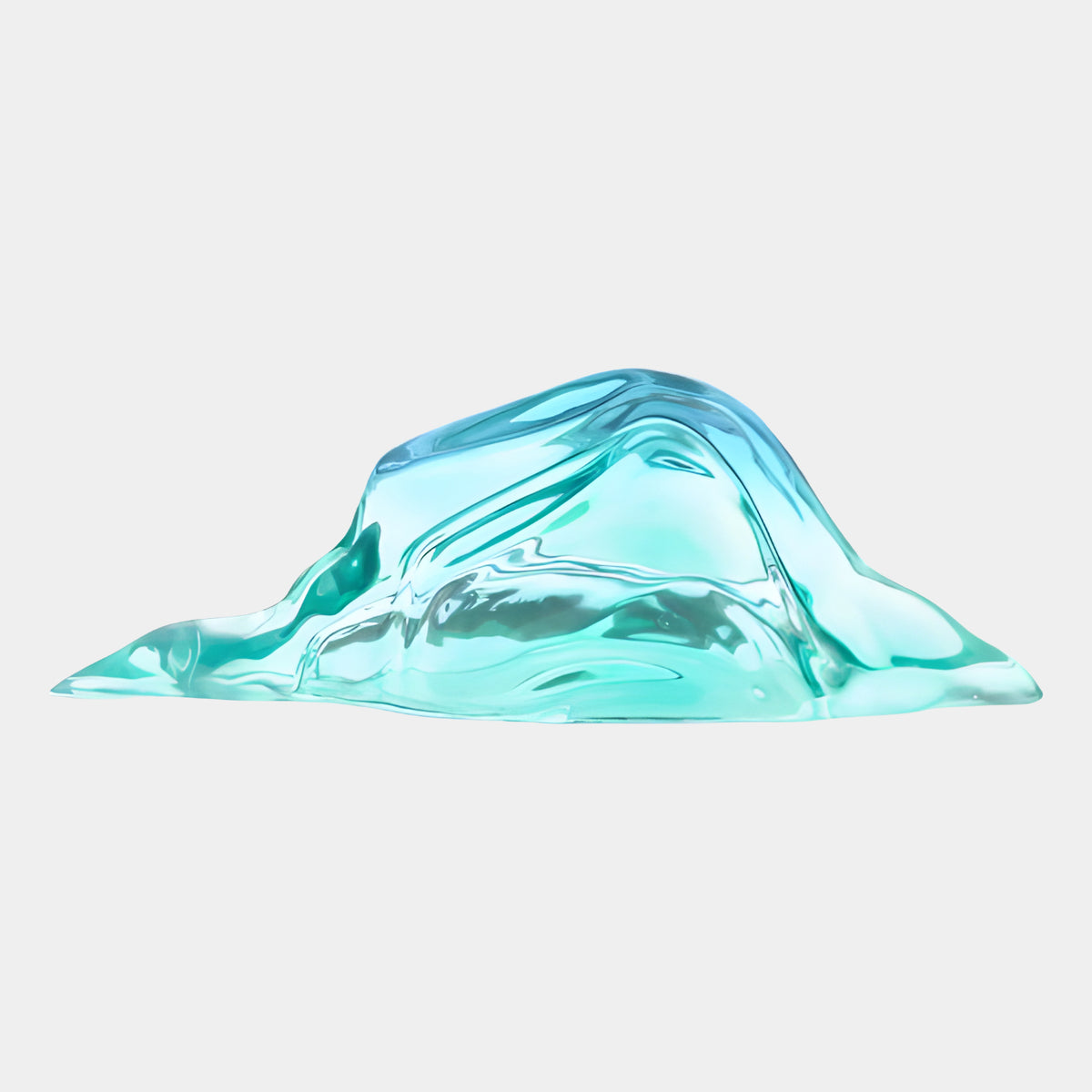 Blue Low Smooth Ridge Cast Resin Sculpture, 81cm, a low mountain-like ridge in teal-to-blue tones with smooth polished folds, shown against a plain light grey background.