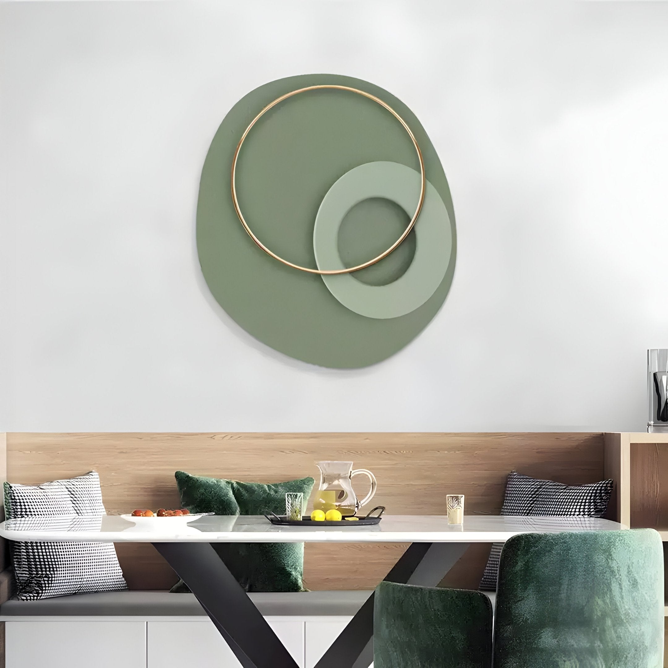 Orbien Sage Green & Gold Ring Sandstone Mural Wall Art