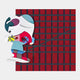Snoopy Gridz Cyan Walker 3D Wall Art by Giant Sculptures features a vibrant, large-headed cartoon Snoopy in a colorful outfit against a dark red grid with a bold black line—ideal for fans of modern 3D wall decor or pop art murals.