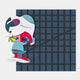 The Snoopy Gridz Cyan Walker Night 3D Wall Art by Giant Sculptures features a vibrant, abstract Snoopy figure in bold colors against a dark grid background—a striking piece of collectible urban art.