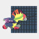 The Snoopy Gridz Pulse Runner Night 3D Wall Art by Giant Sculptures features vibrant reds, yellows, greens, and purples over a dark blue grid on gray. Its playful, kinetic design adds bold energy to your wall decor.