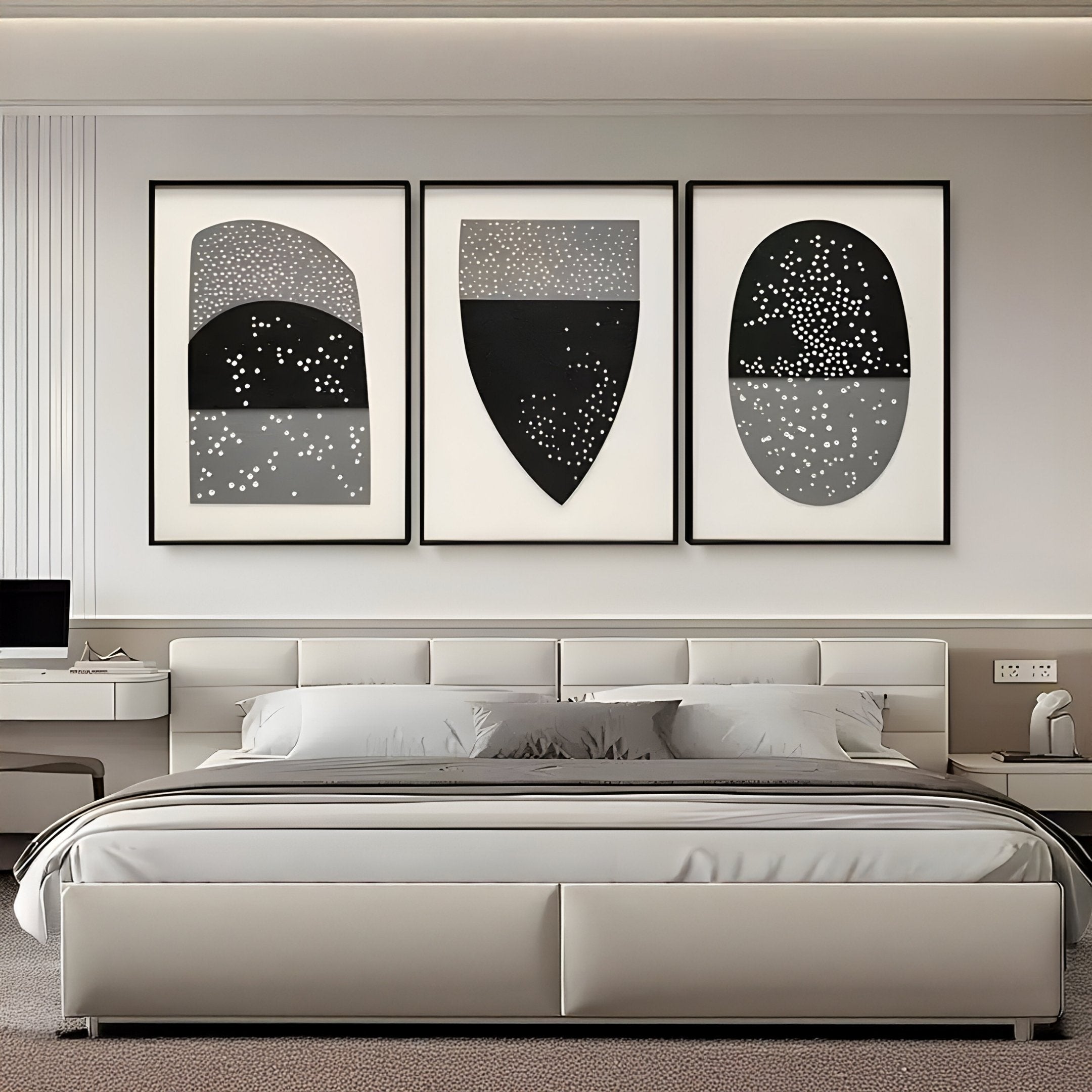 Noctara Crest Mist Monochrome Carved 3D Wall Art