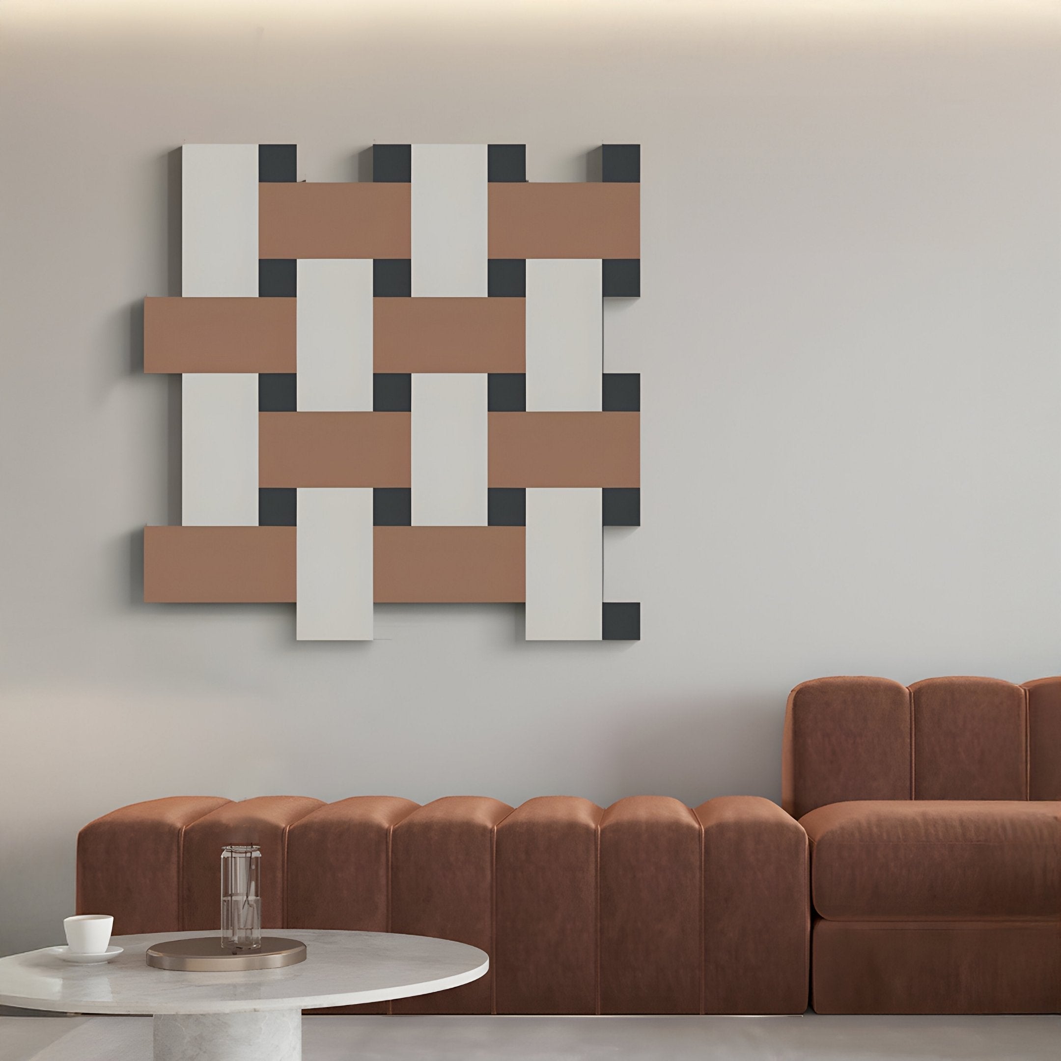 Tressel Interlock Brown Oil Painting 3D Wall Art