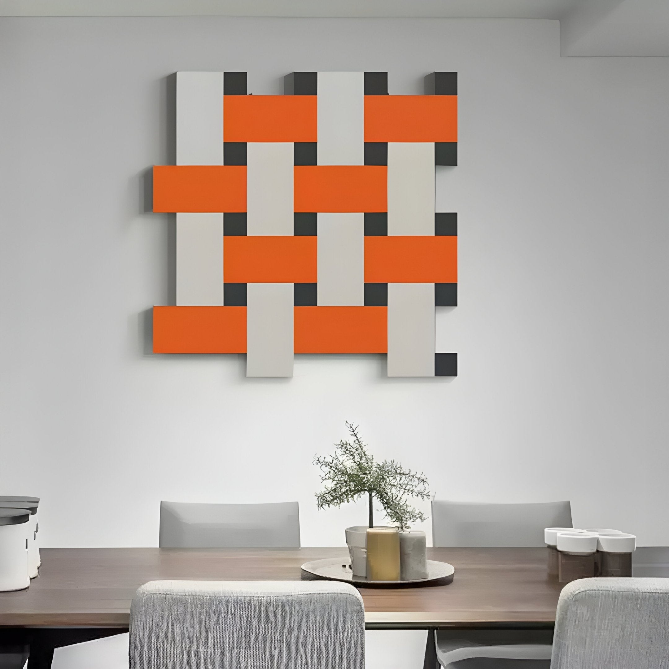 Tressel Interlock Orange Oil Painting 3D Wall Art
