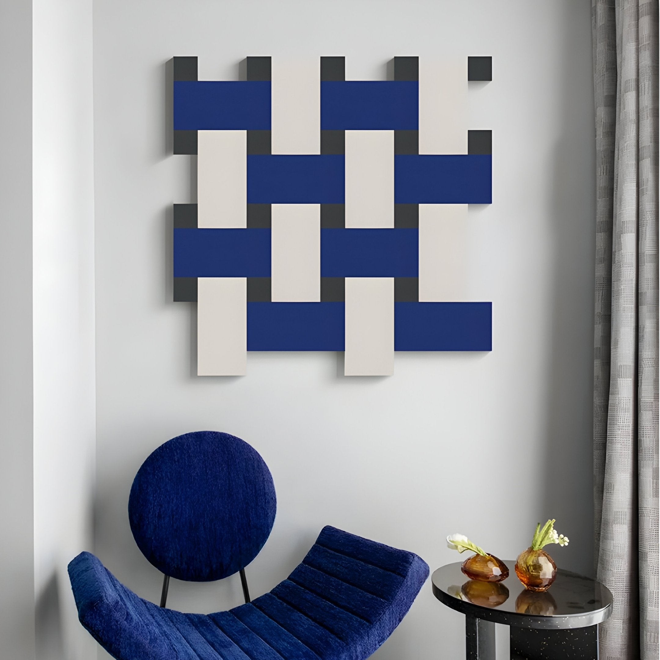 Tressel Interlock Blue Oil Painting 3D Wall Art