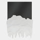 Riftline Peakcut Charcoal Wood Carving 3D Wall Art by Giant Sculptures features a solid black form above wavy white layers, resembling melting ice or mountains. Its minimalist design and plain background make it a striking modern wall accent.