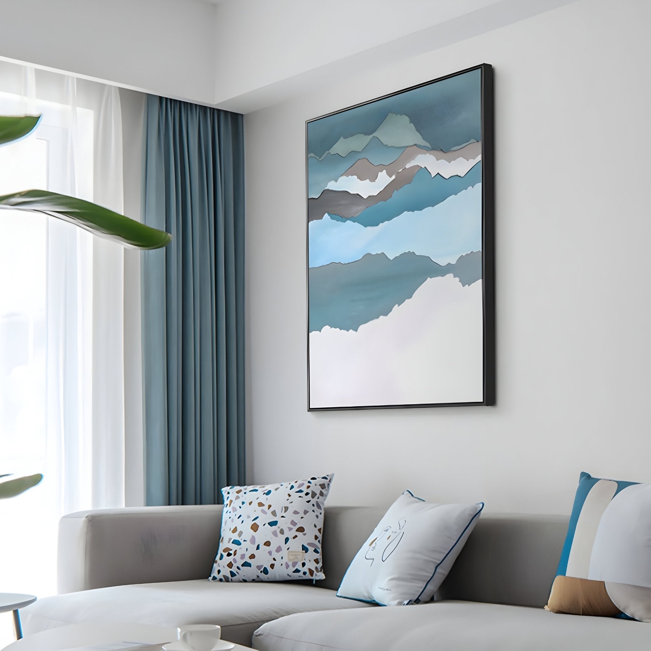 Skymelt Blue Hand-Painted Sandstone 3D Wall Art