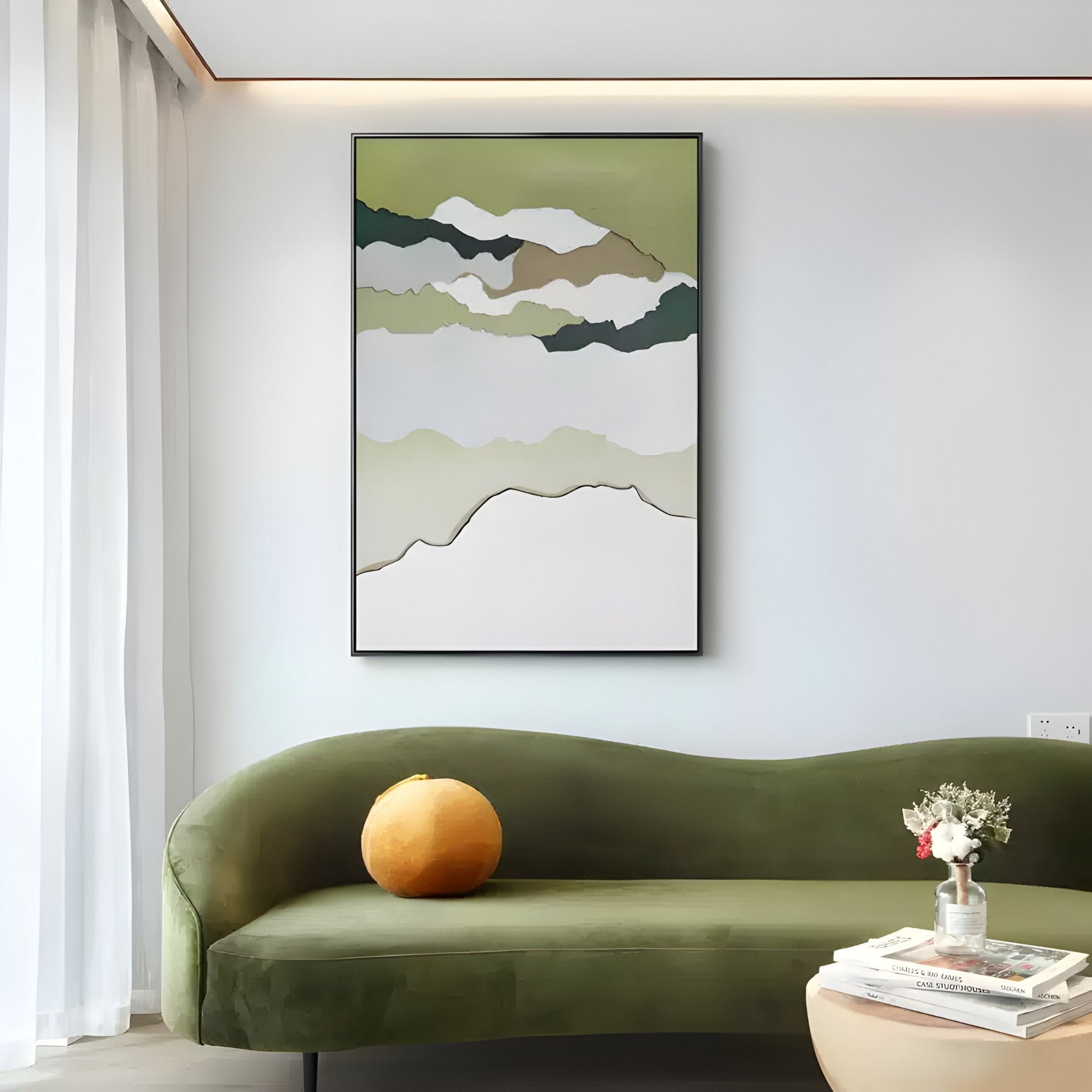 Skymelt Green Hand-Painted Sandstone 3D Wall Art