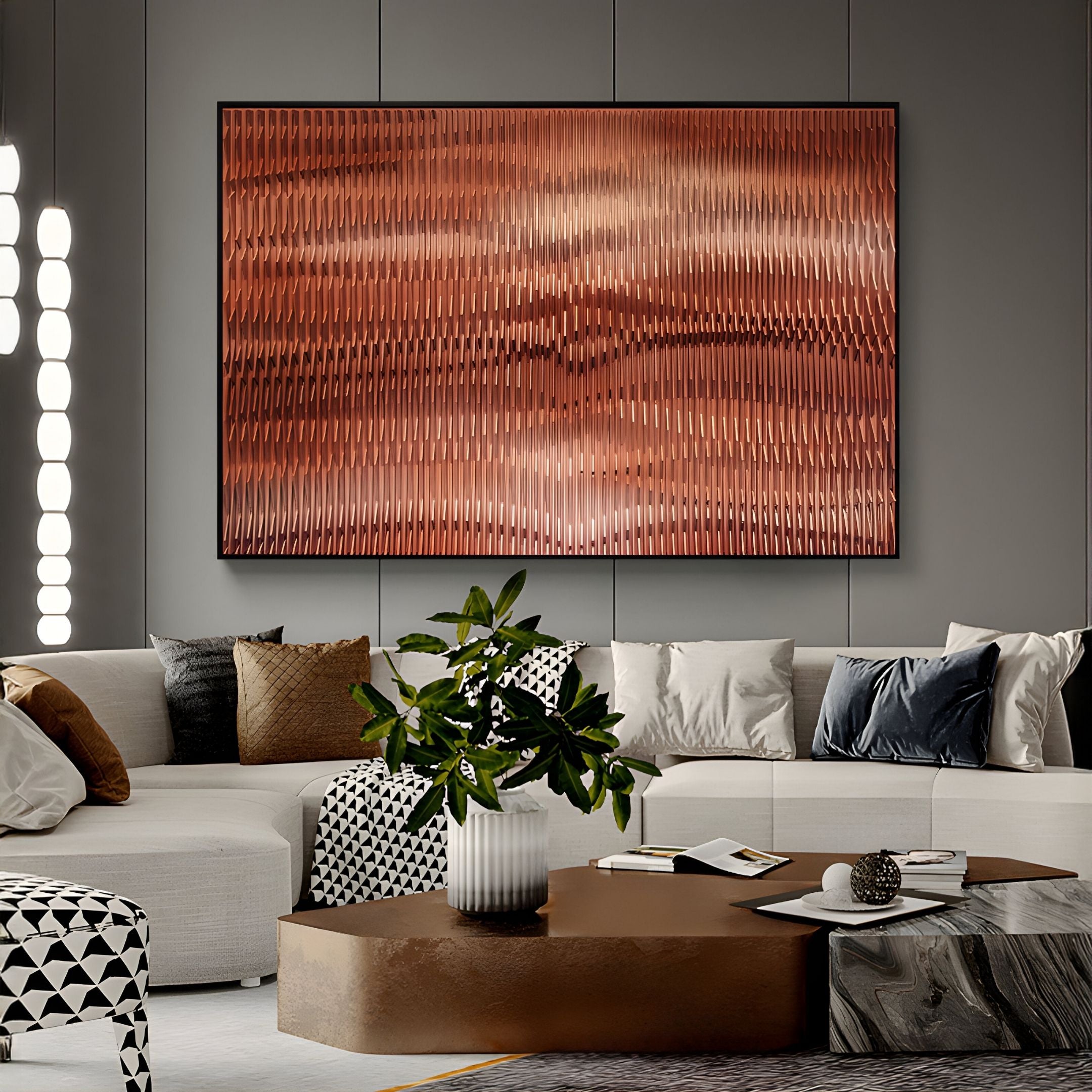 Prismetal Copper Flow Wood Carving 3D Wall Art