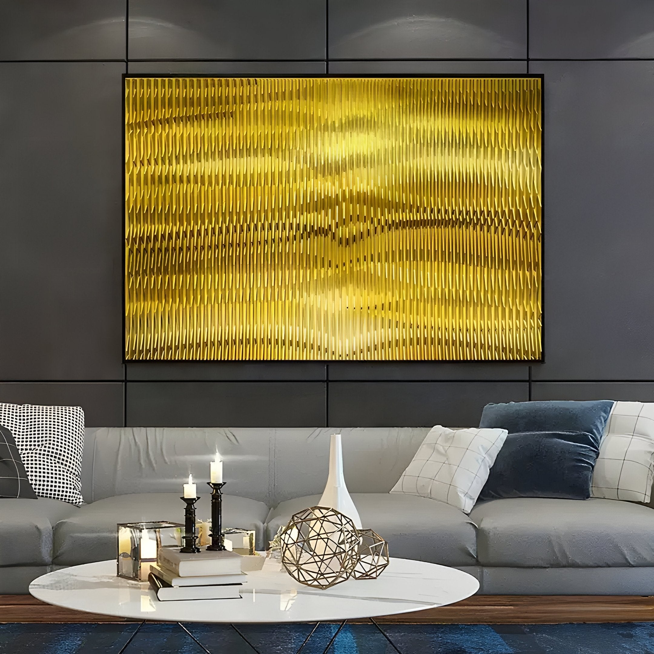 Prismetal Gold Flow Wood Carving 3D Wall Art