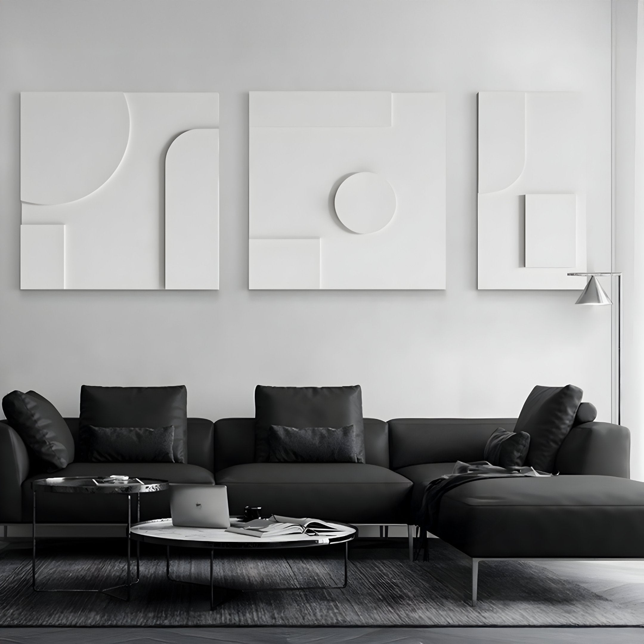Moro I Triptych White Relief 3D Wall Art