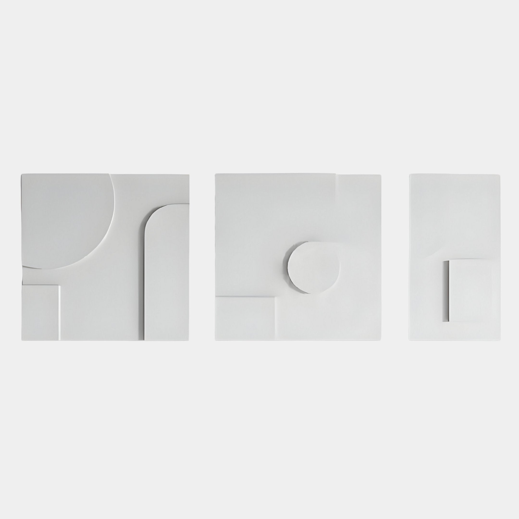 Moro I Triptych White Relief 3D Wall Art