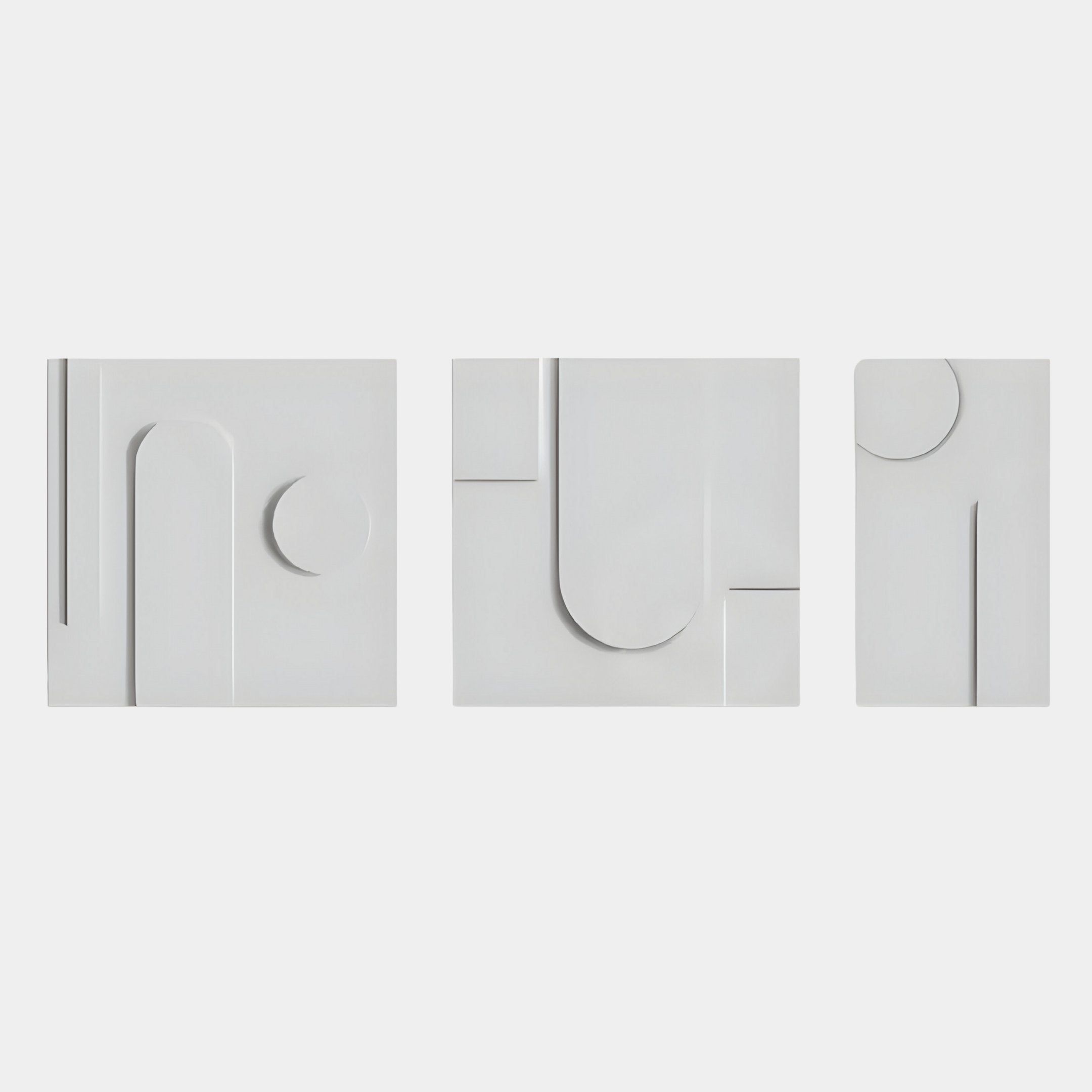 Moro III Triptych White Relief 3D Wall Art