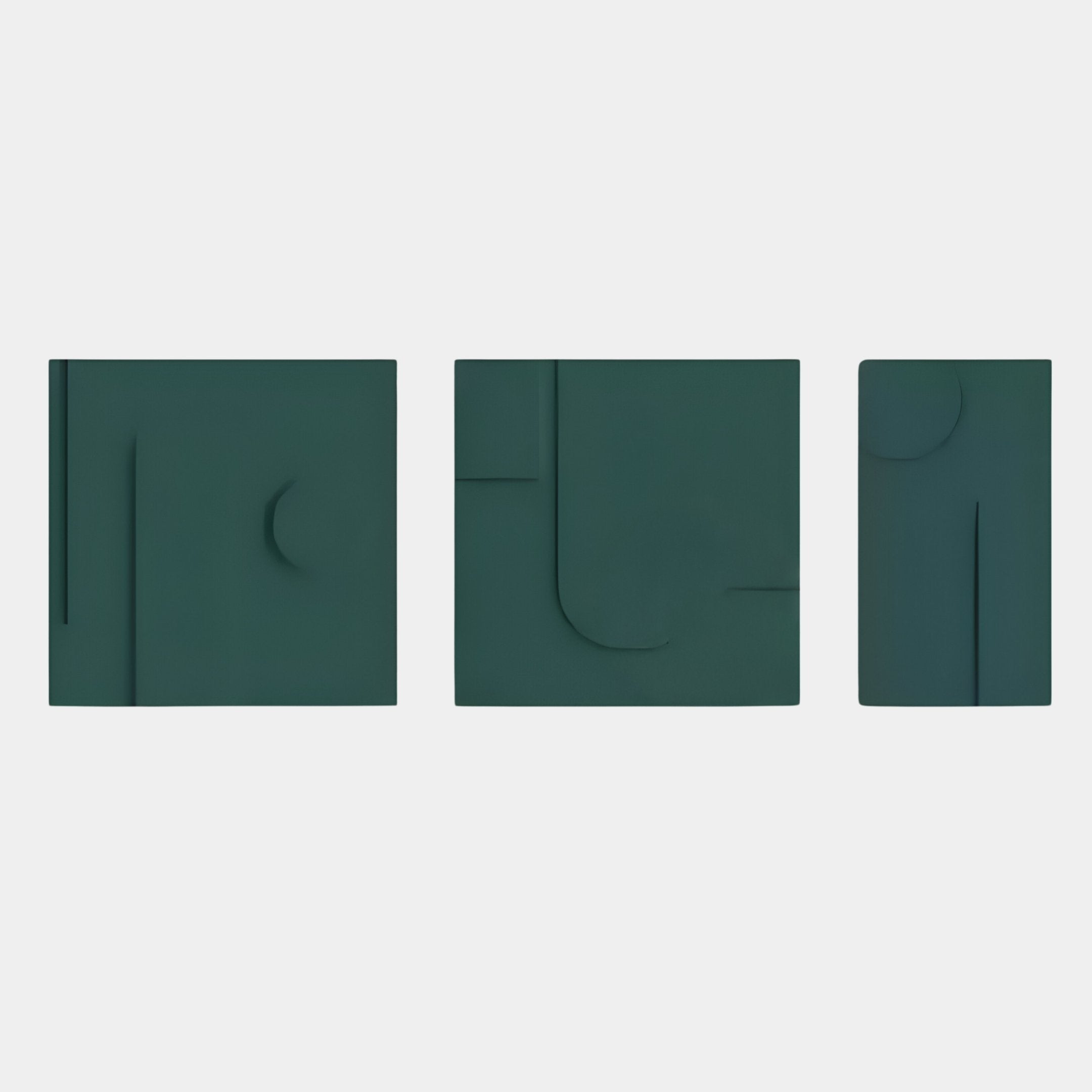 Moro III Triptych Deep Teal Relief 3D Wall Art