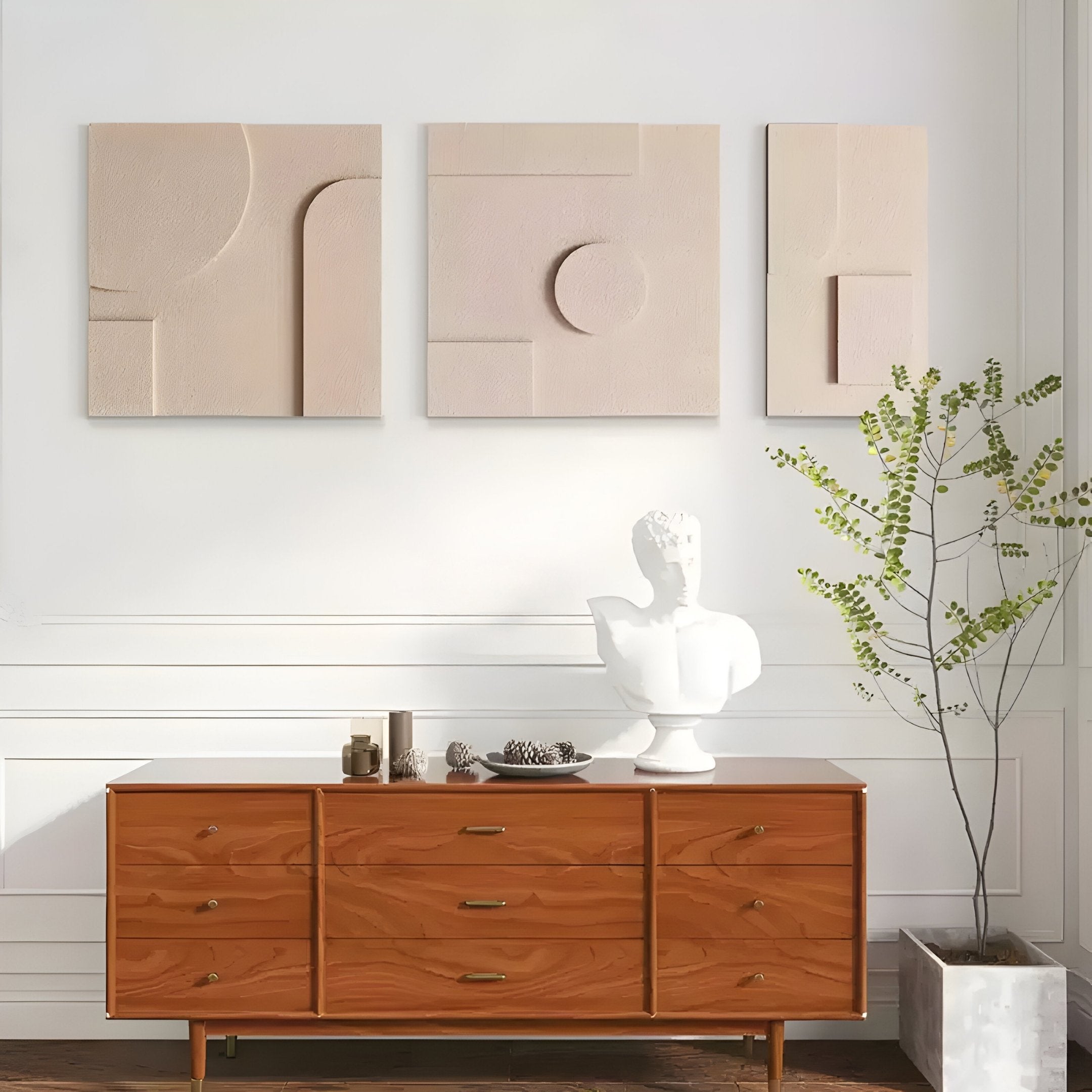 Moro I Triptych Sandstone Relief 3D Wall Art
