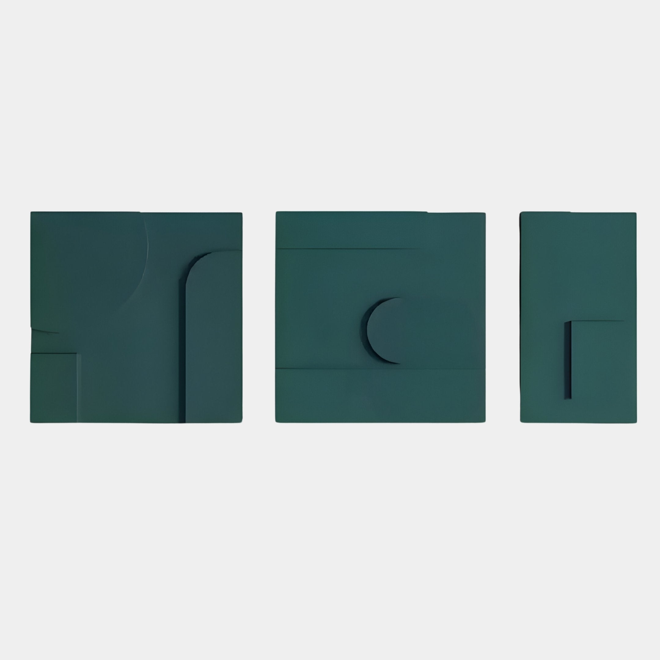 Moro I Triptych Deep Teal Relief 3D Wall Art