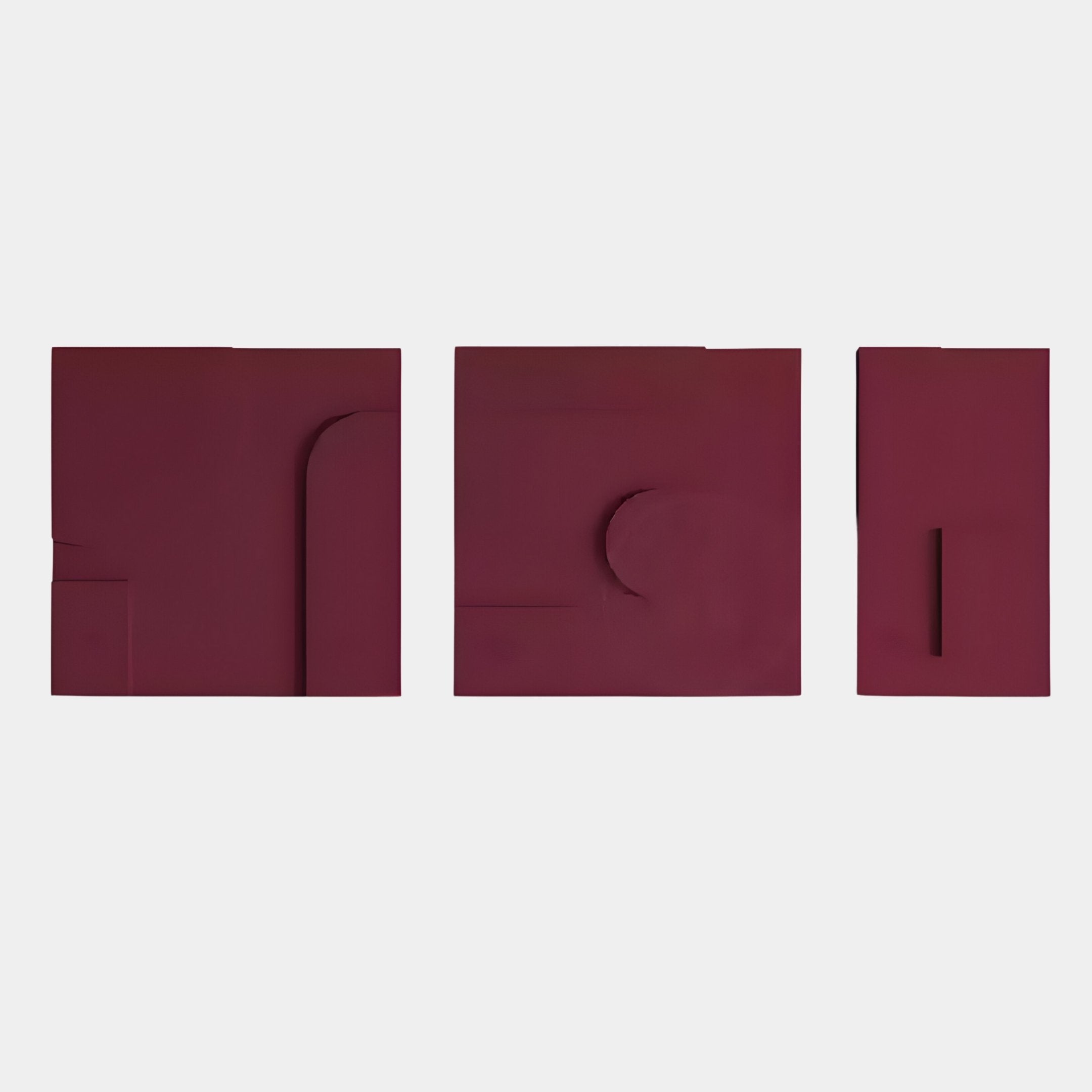 Moro I Triptych Deep Red Relief 3D Wall Art