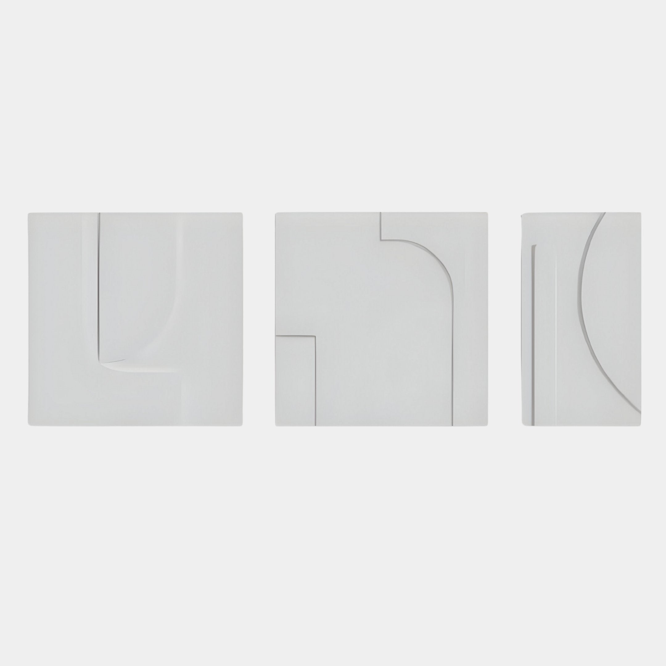 Moro II Triptych White Relief 3D Wall Art