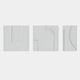 Moro II Triptych White Relief 3D Wall Art by Giant Sculptures, three hand-painted sandstone panels with curved arcs and angular geometric forms in matte white, shown against a light grey background.