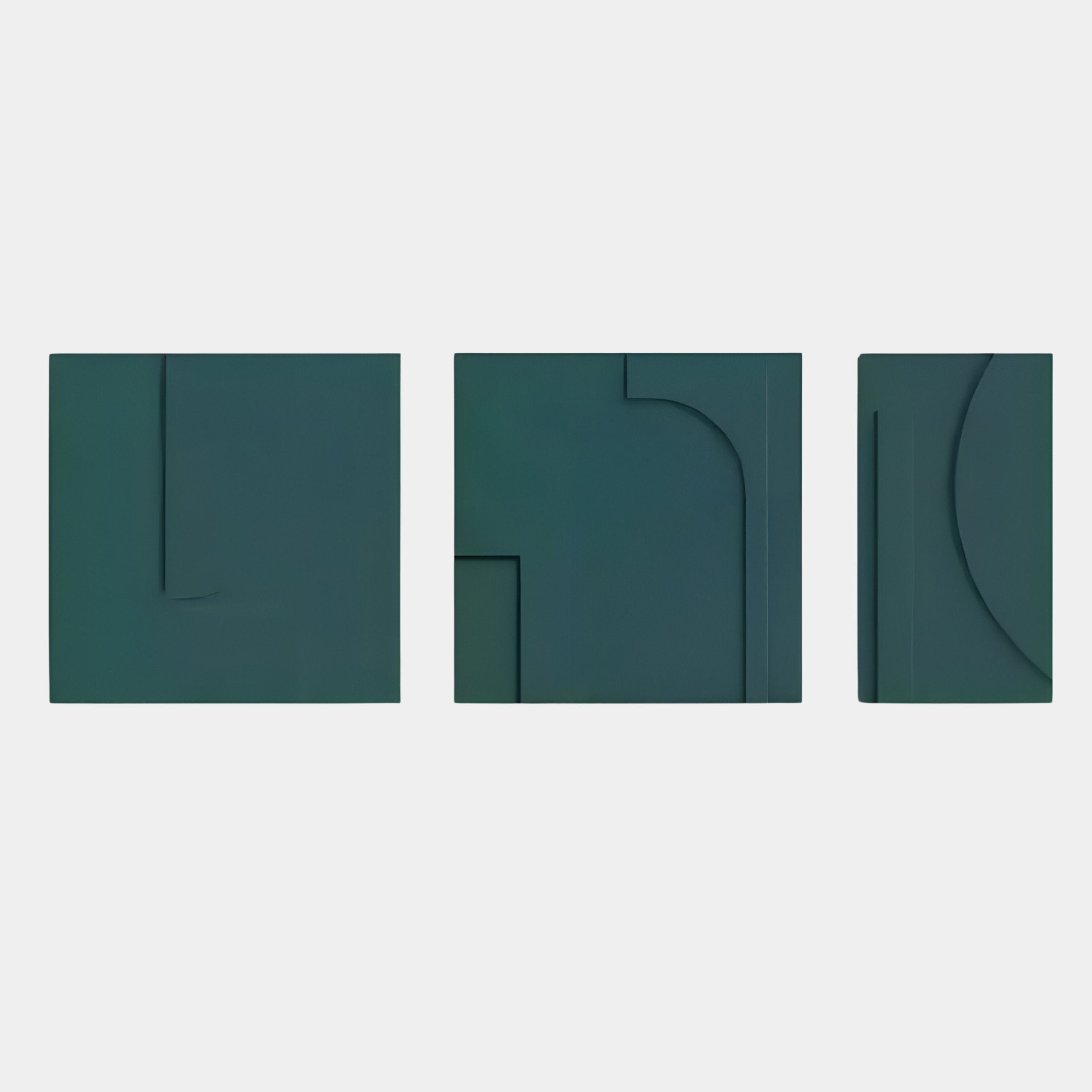 Moro II Triptych Deep Teal Relief 3D Wall Art