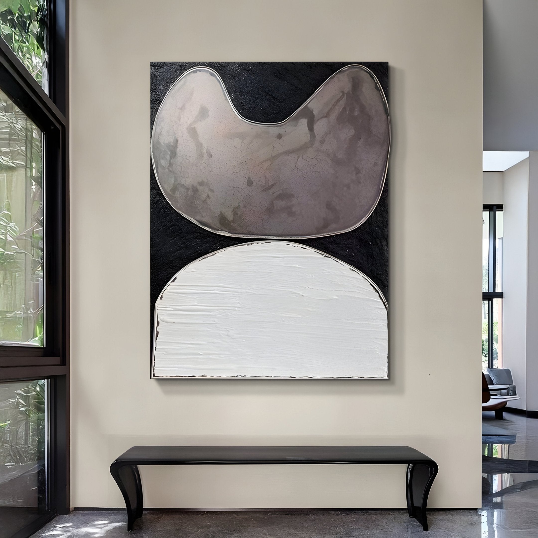 Tectra Crest Mocha & White Textured Oil Painting 3D Wall Art