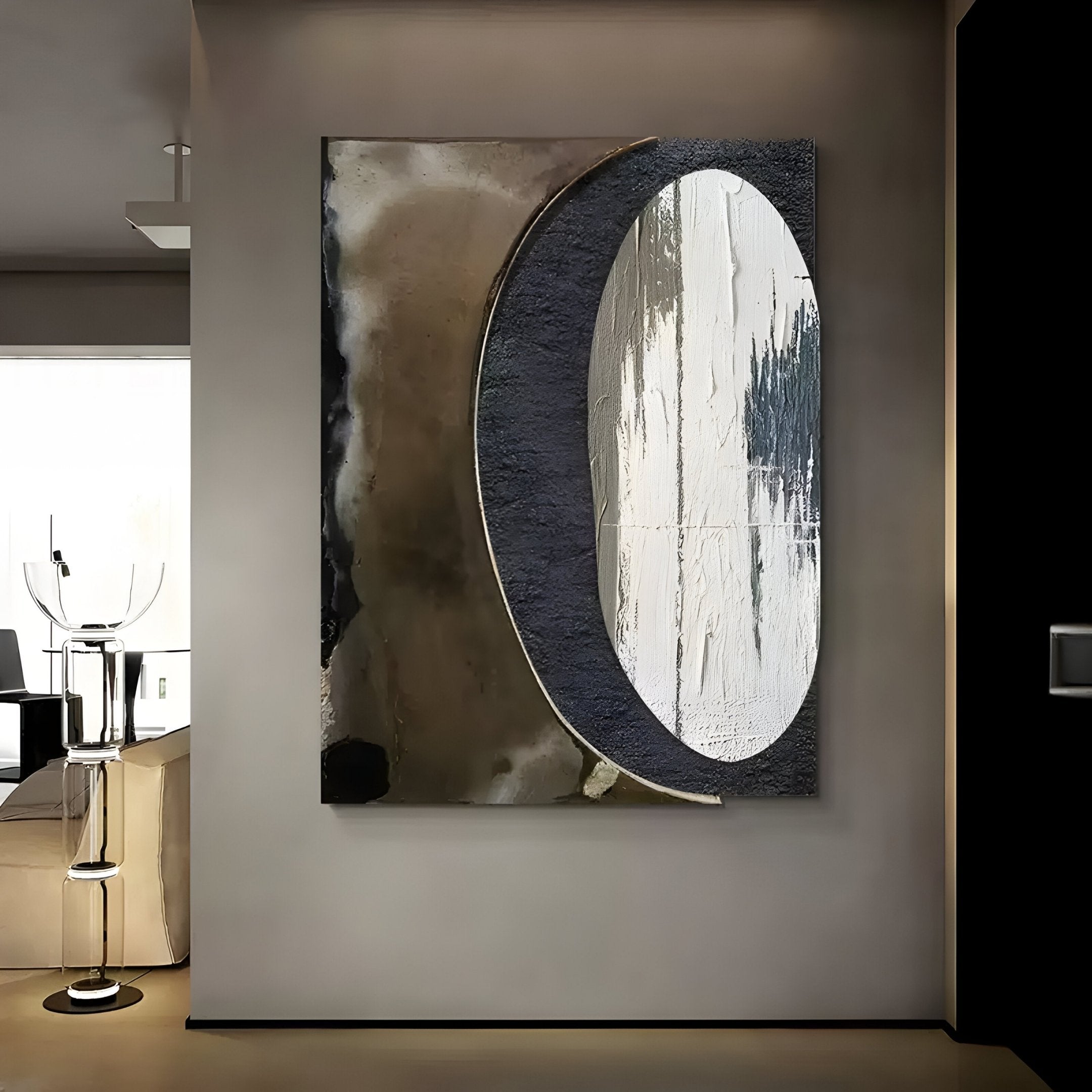 Tectra Divide Smoke & Chalk Textured Oil Painting 3D Wall Art