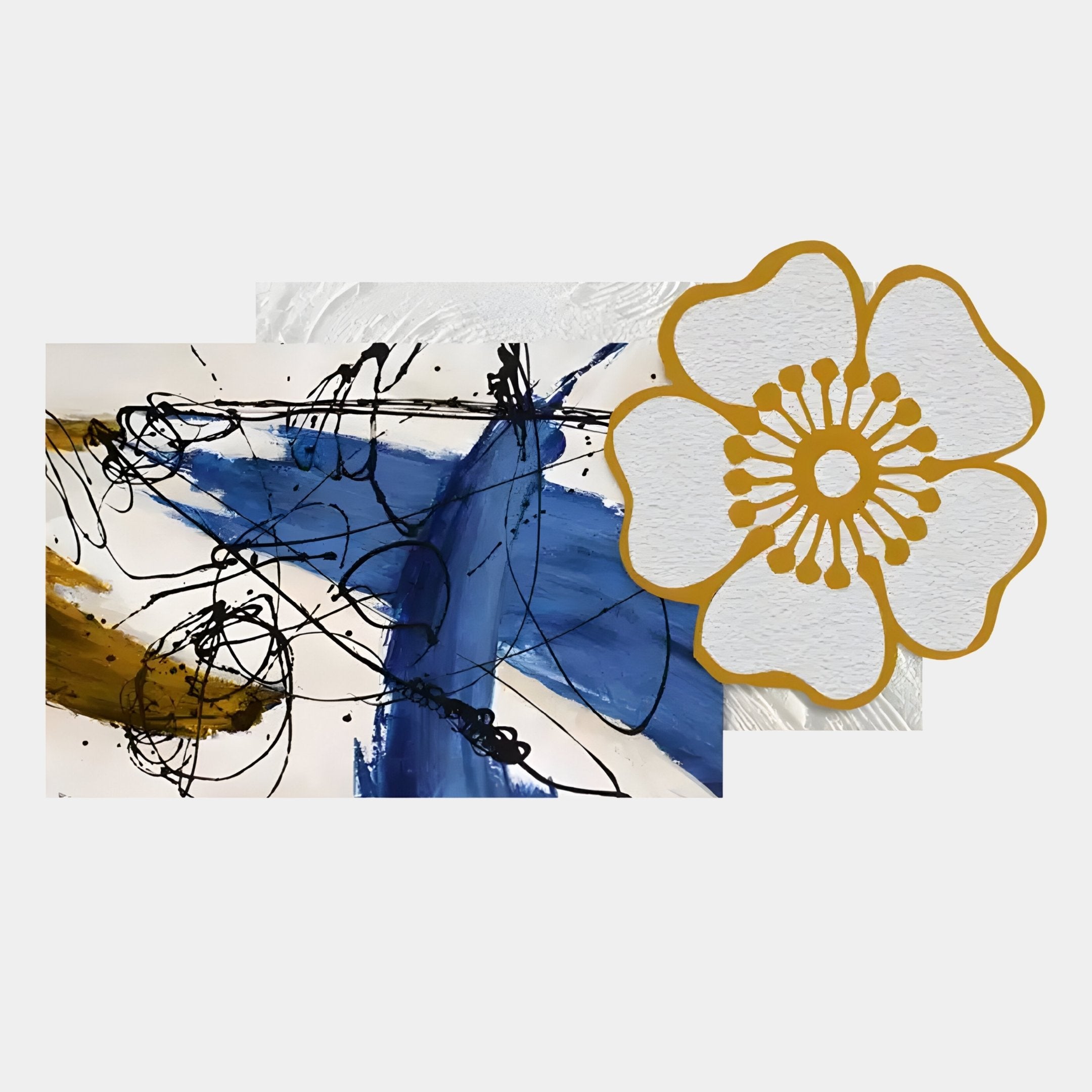 Bloomark Saffron Floral Abstract Texture 3D Wall Art