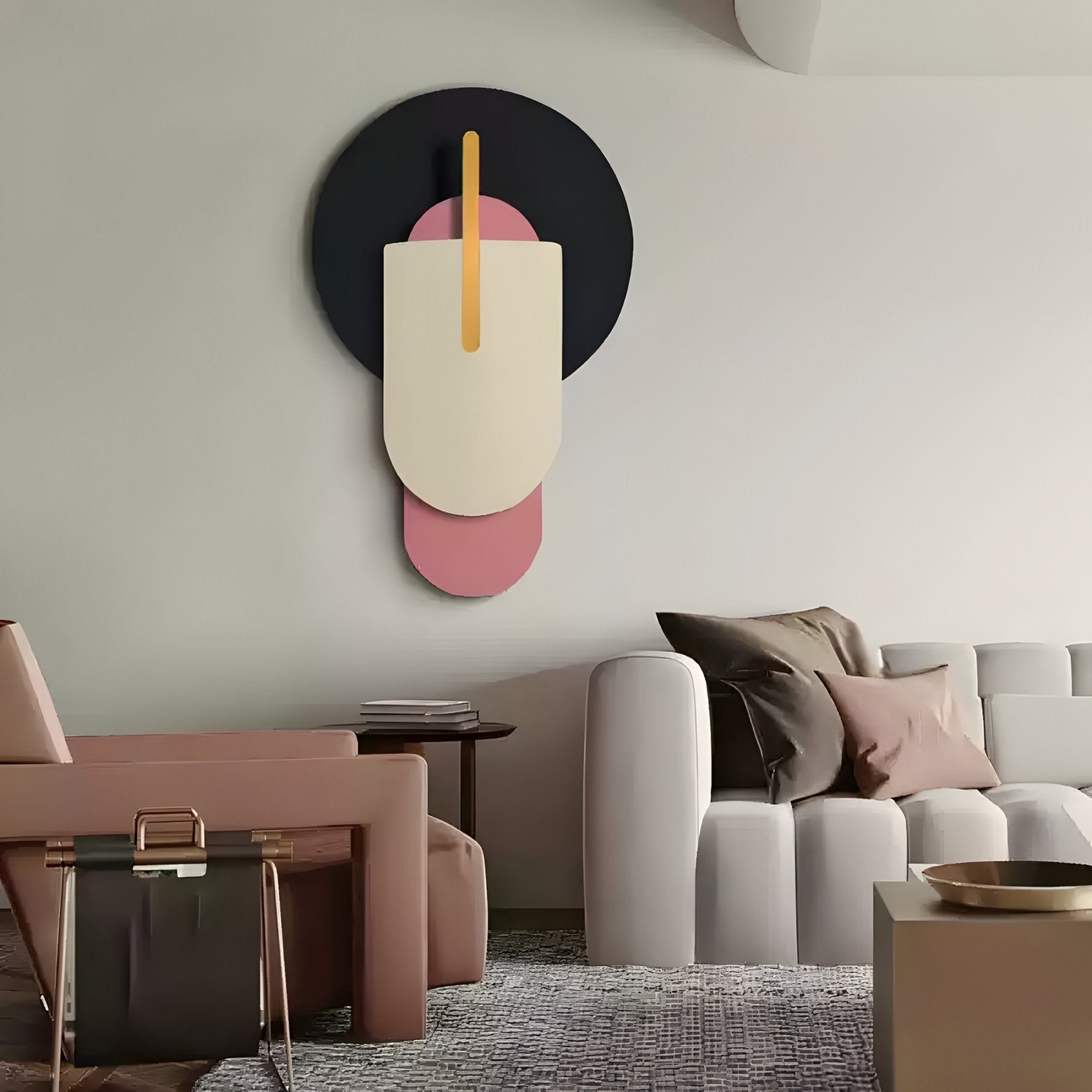 Orbitale Pink & Cream Geometry Wood Carving 3D Wall Art