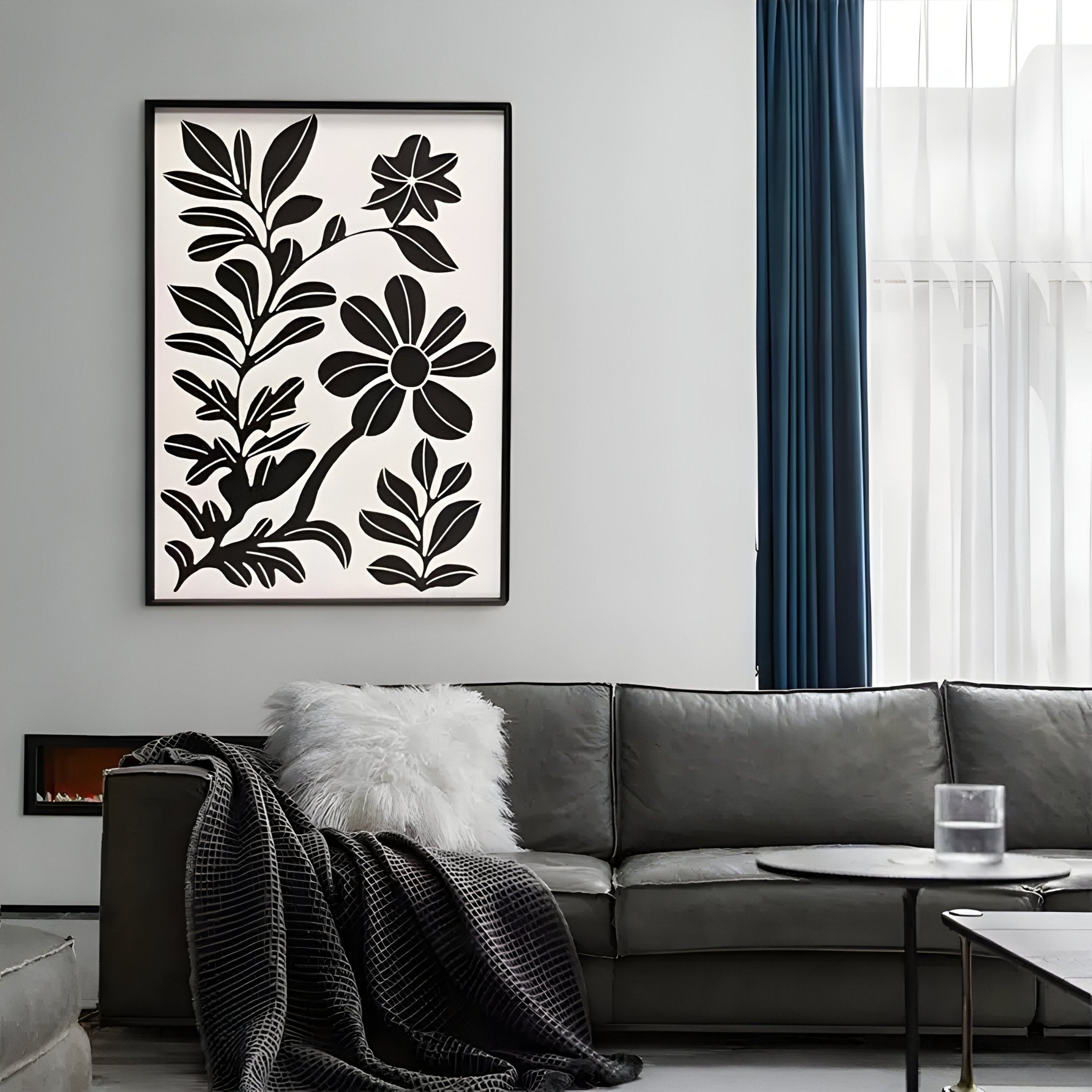 Florentia I Black & White Wood Carving 3D Wall Art