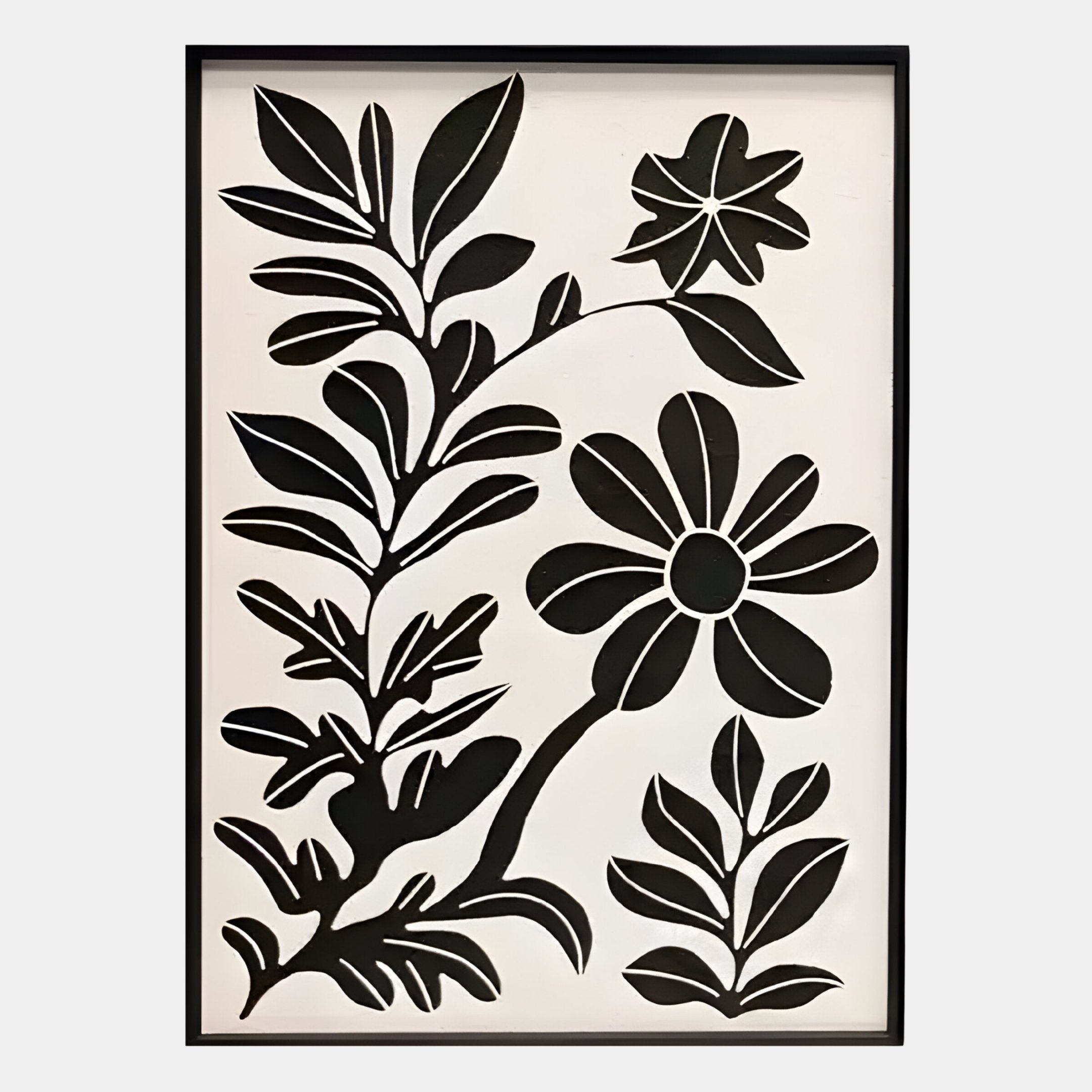 Florentia I Black & White Wood Carving 3D Wall Art