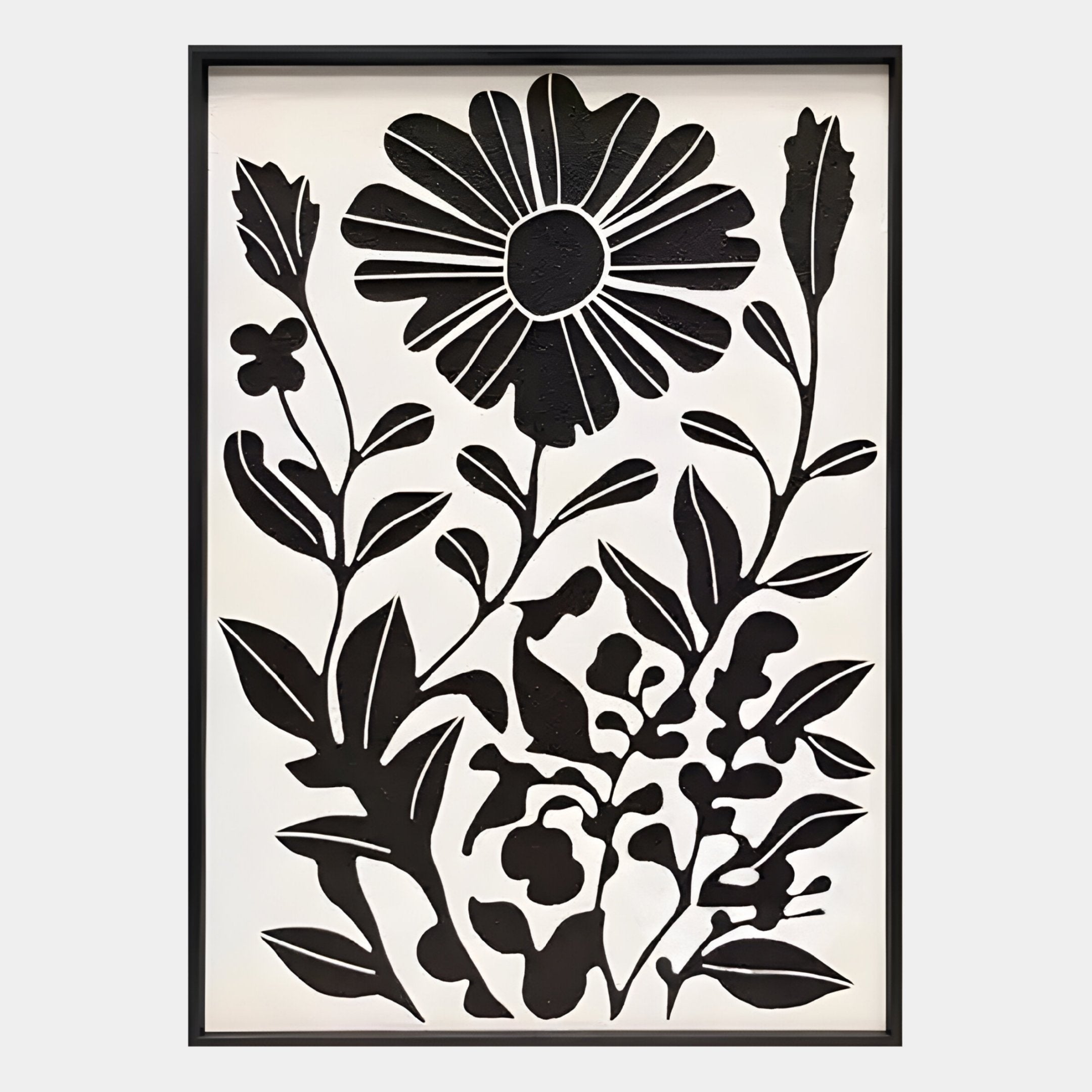 Florentia II Black & White Wood Carving 3D Wall Art