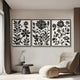 Florentia III Black & White Wood Carving 3D Wall Art