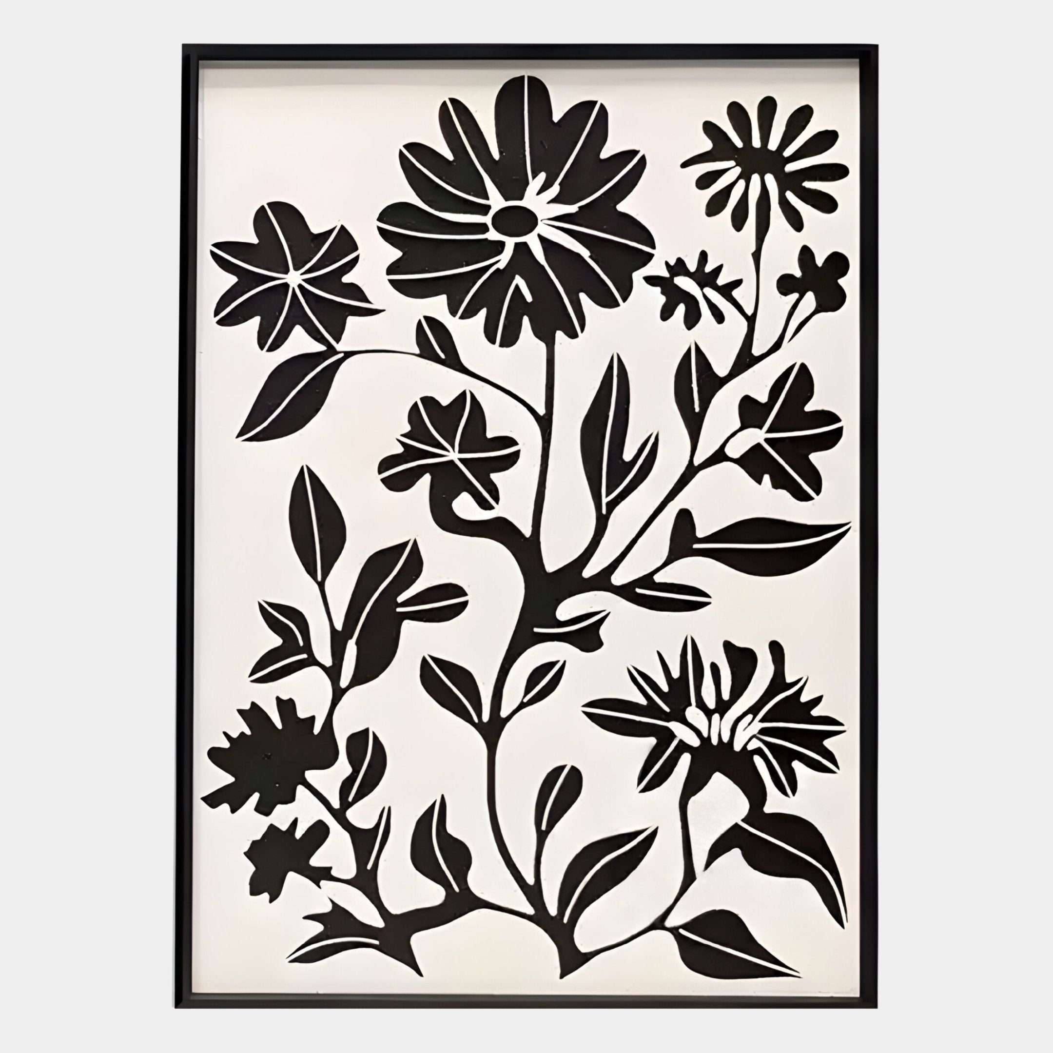 Florentia III Black & White Wood Carving 3D Wall Art