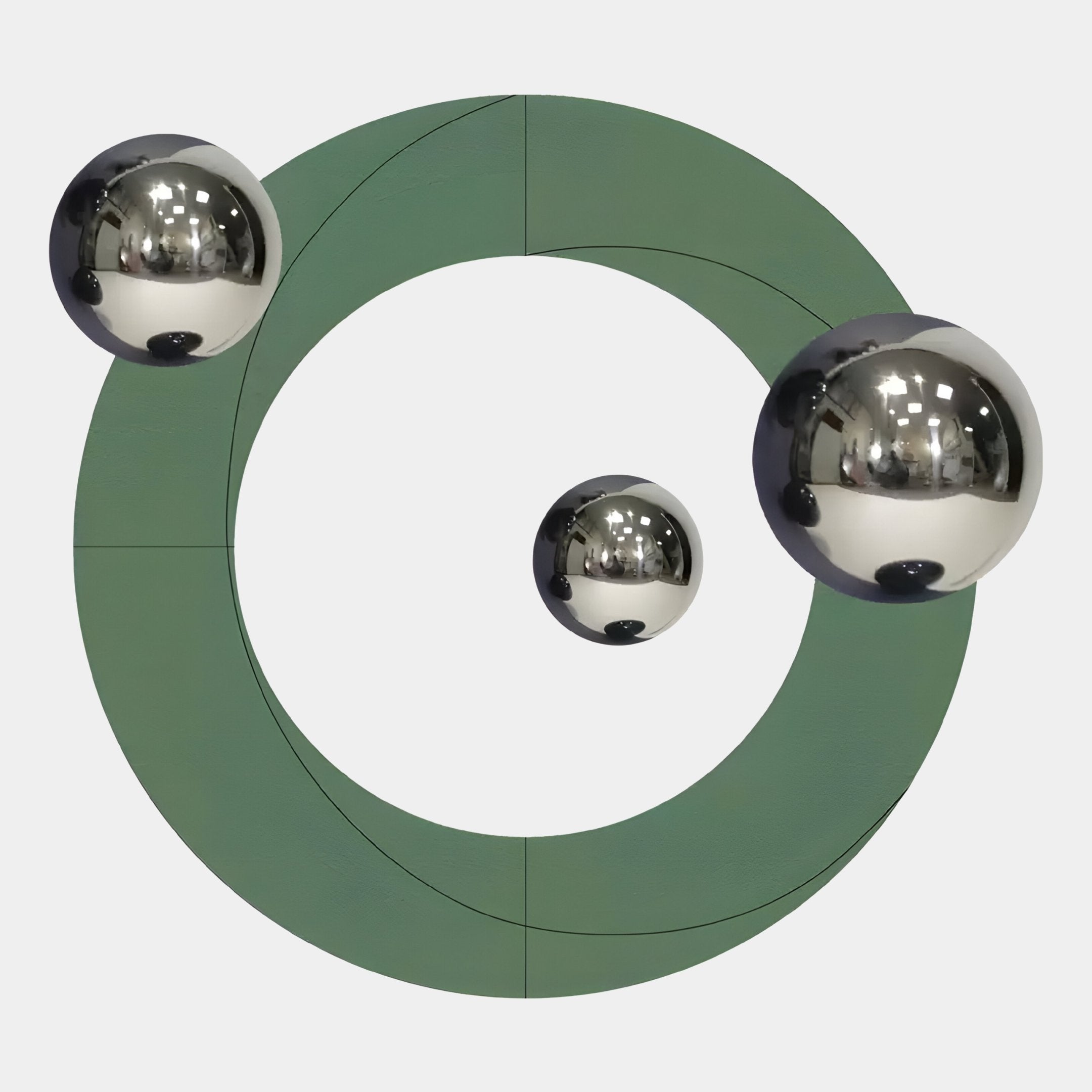 Celestara Green Round 3D Wall Art With Silver Metal Ball