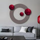 Celestara Grey Round 3D Wall Art With Red Metal Ball