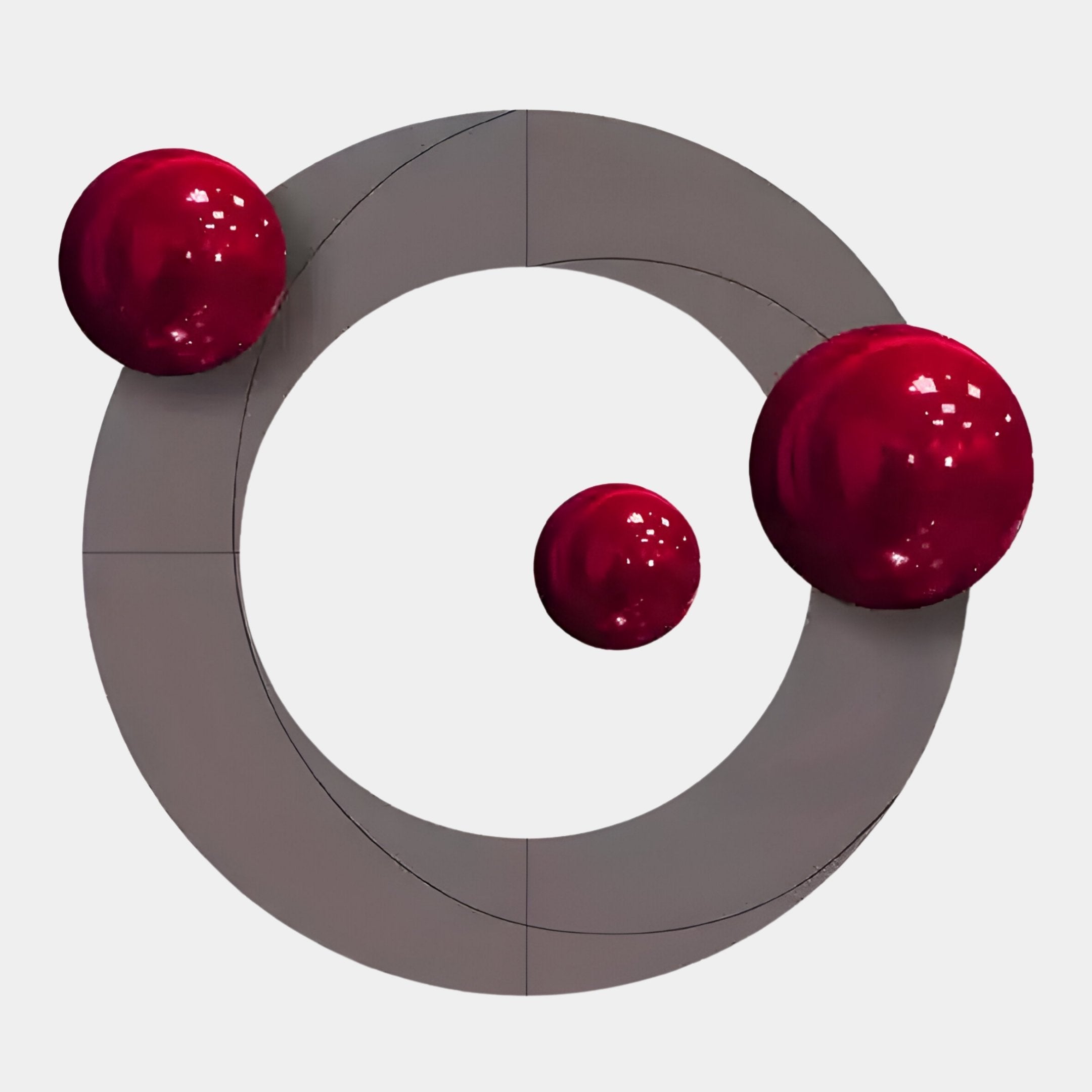 Celestara Grey Round 3D Wall Art With Red Metal Ball