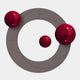 Celestara Grey Round 3D Wall Art With Red Metal Ball