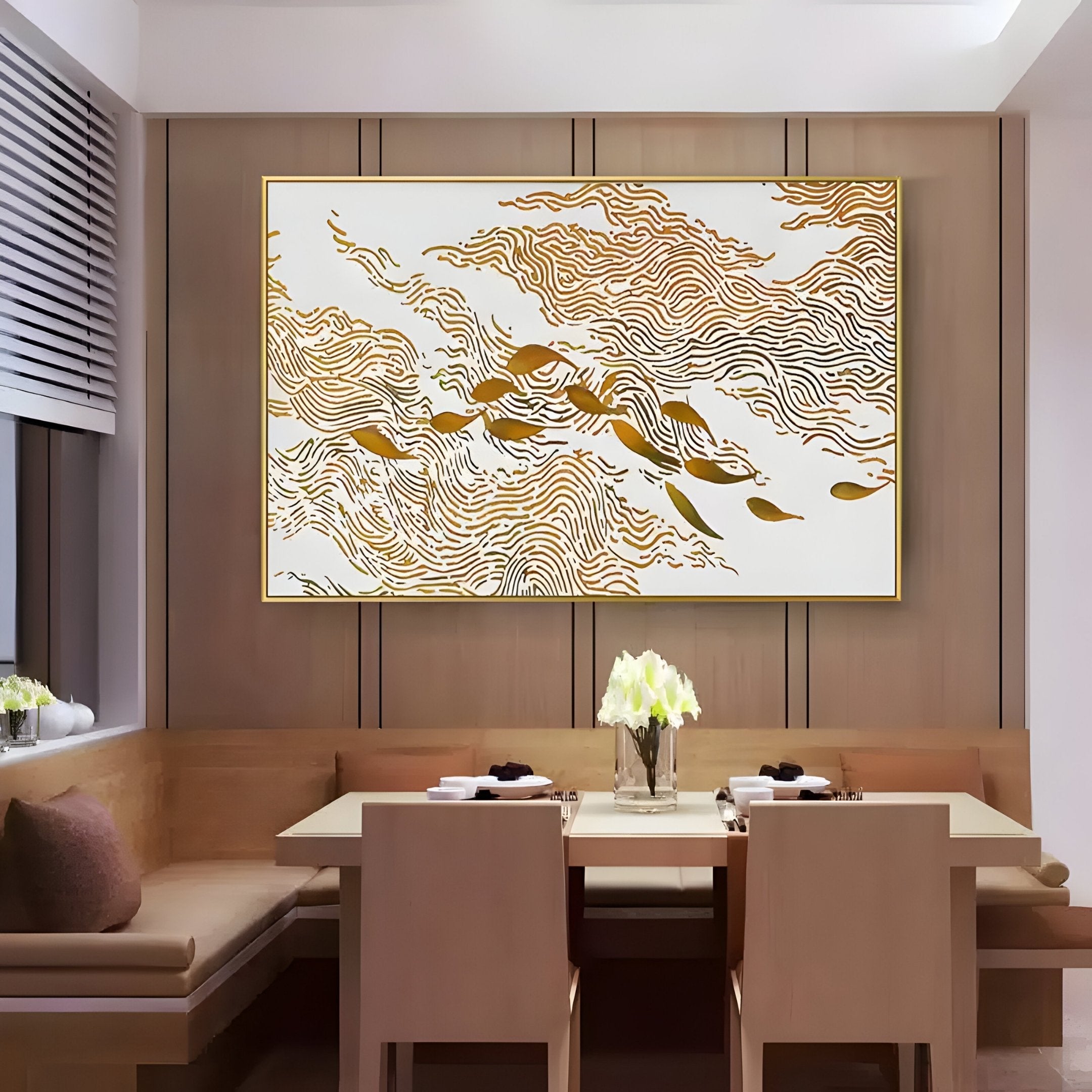 Aurevo Golden Koi School Textured 3D Wall Art