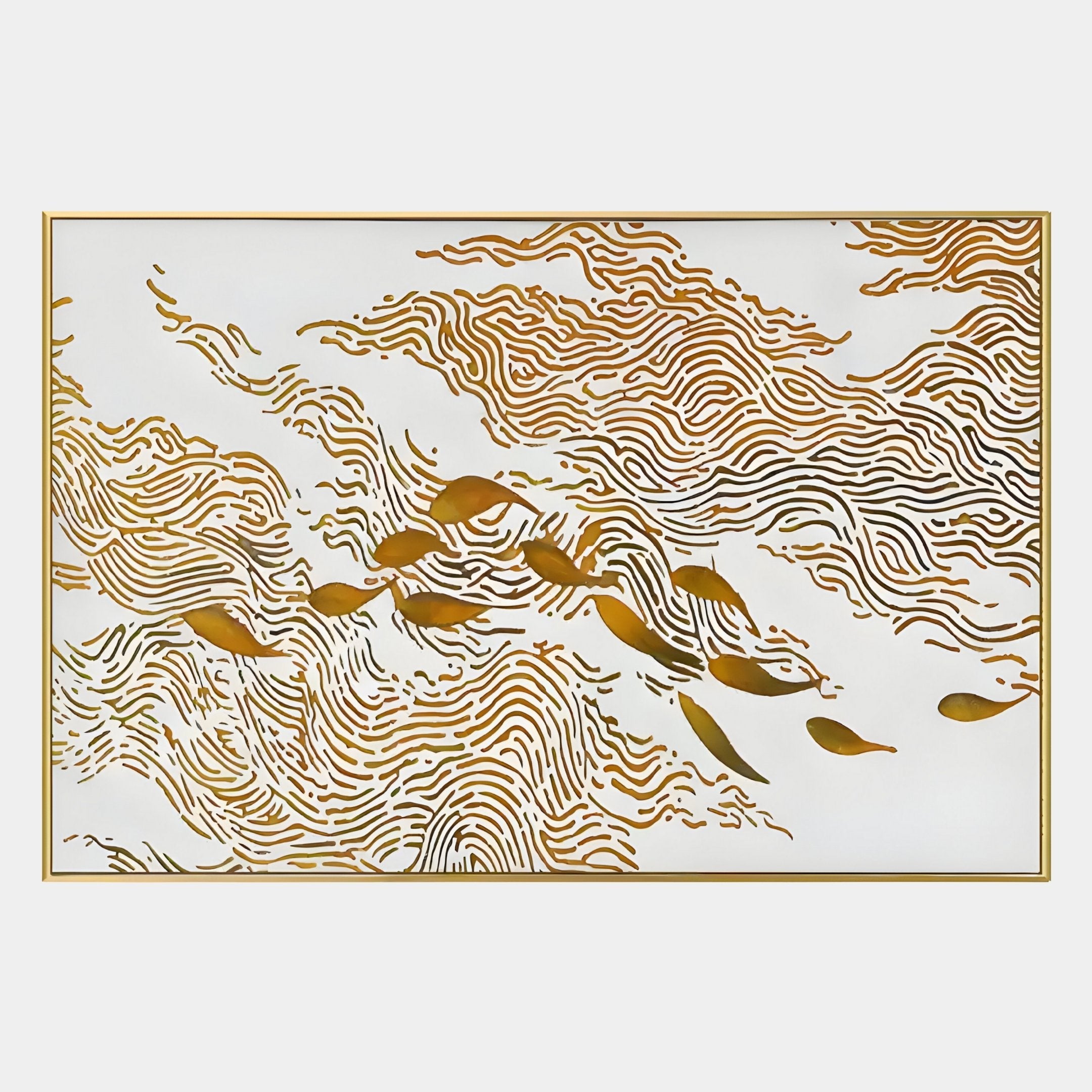 Aurevo Golden Koi School Textured 3D Wall Art