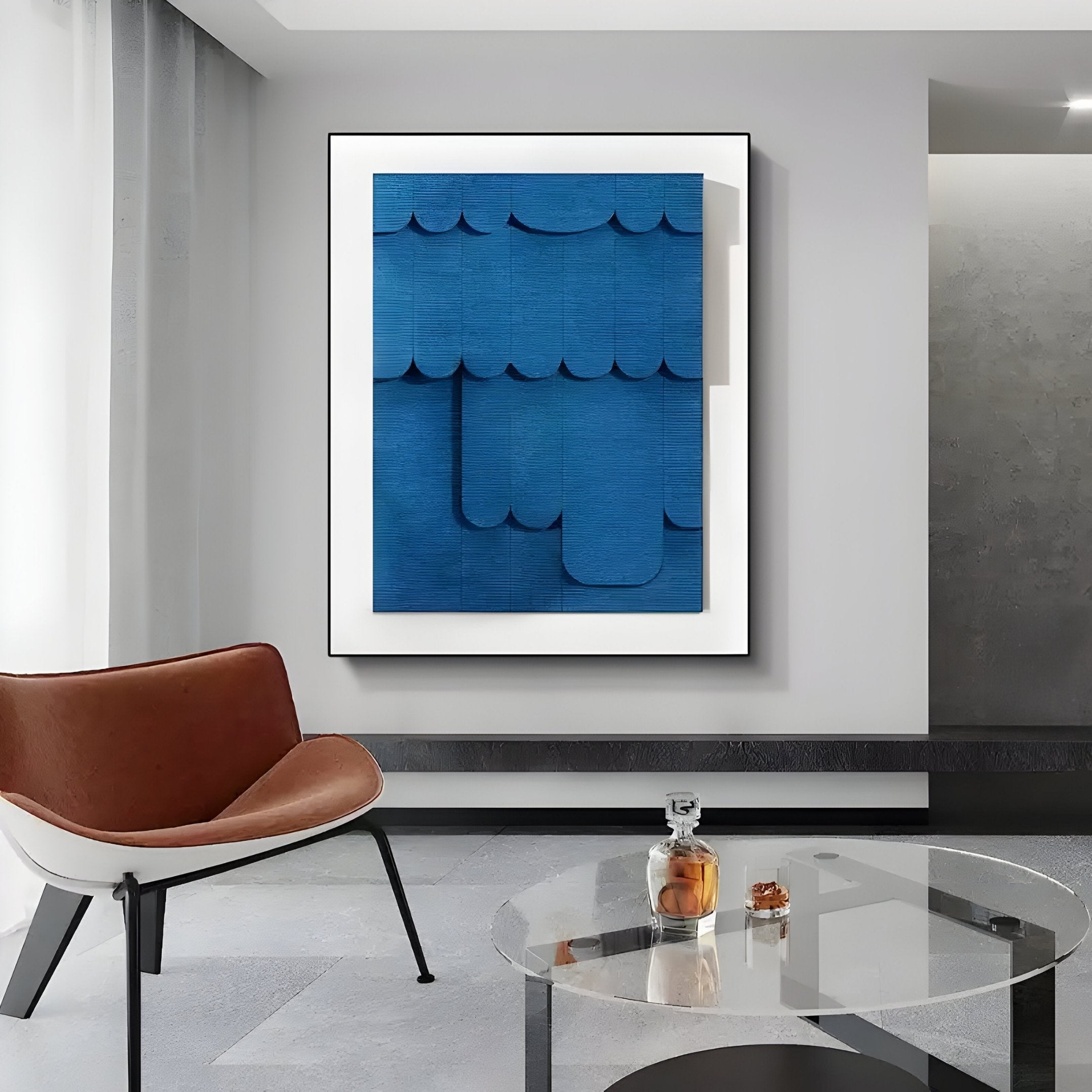 Cascala Blue Layered Wood Carving 3D Wall Art