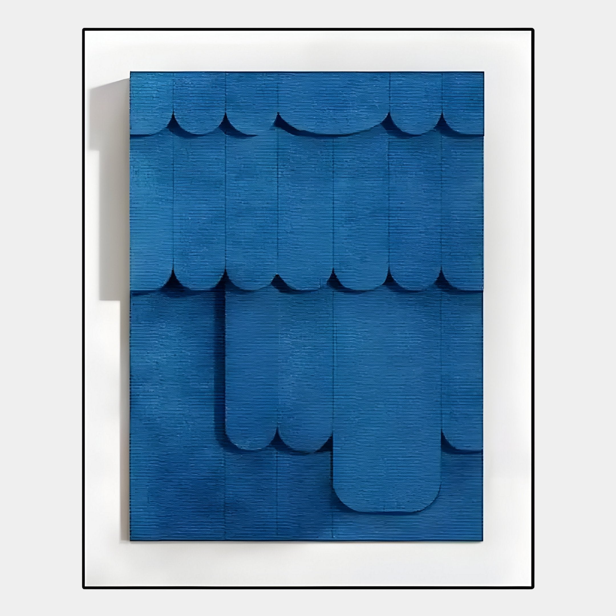 Cascala Blue Layered Wood Carving 3D Wall Art