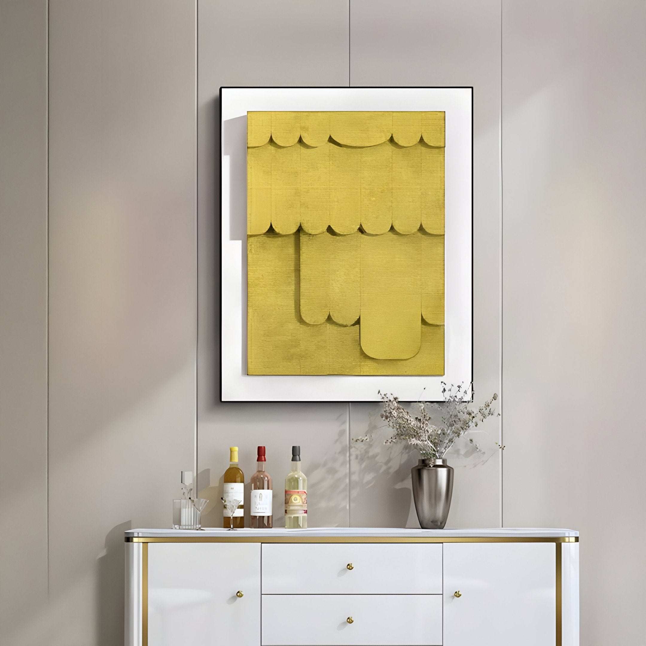 Cascala Yellow Layered Wood Carving 3D Wall Art