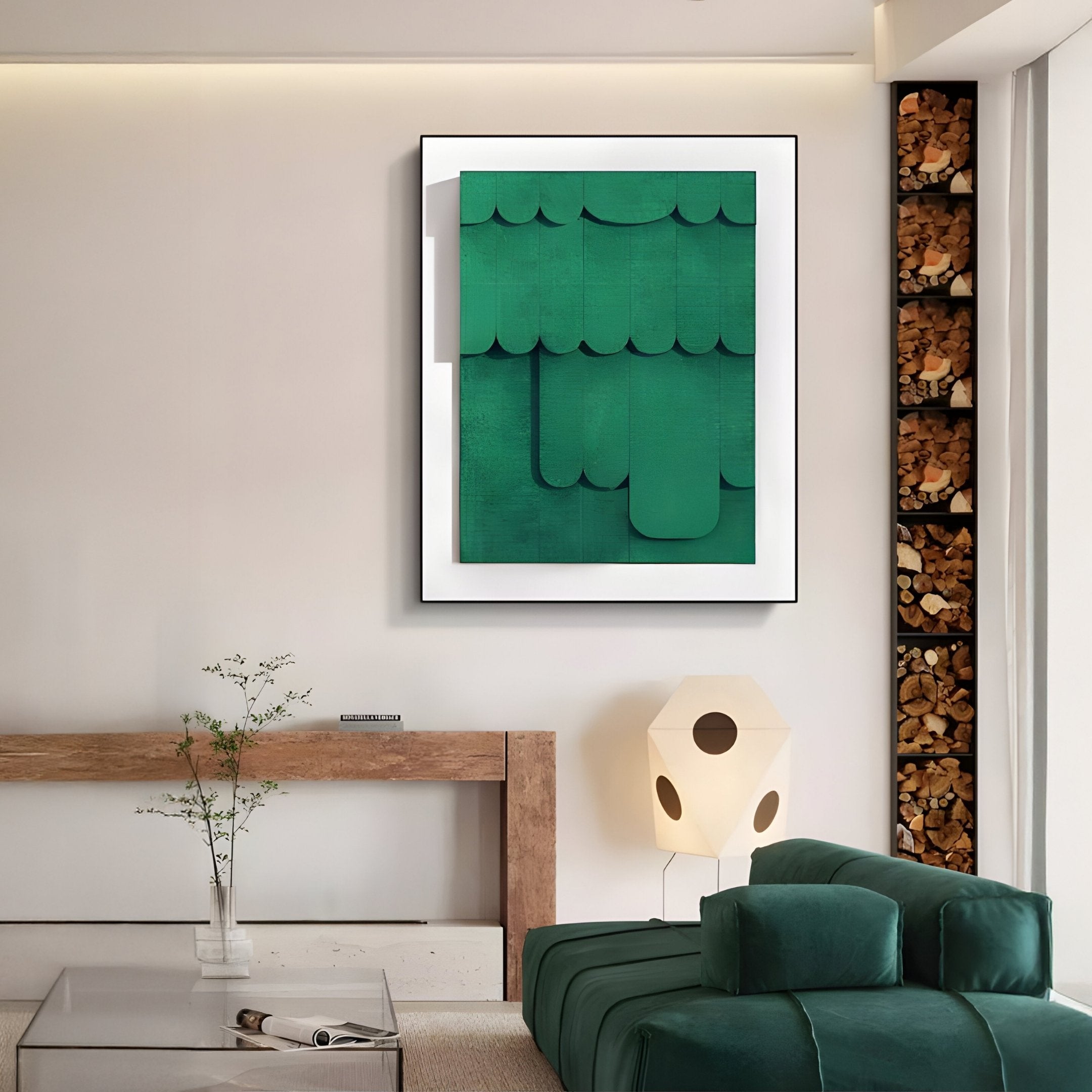 Cascala Green Layered Wood Carving 3D Wall Art