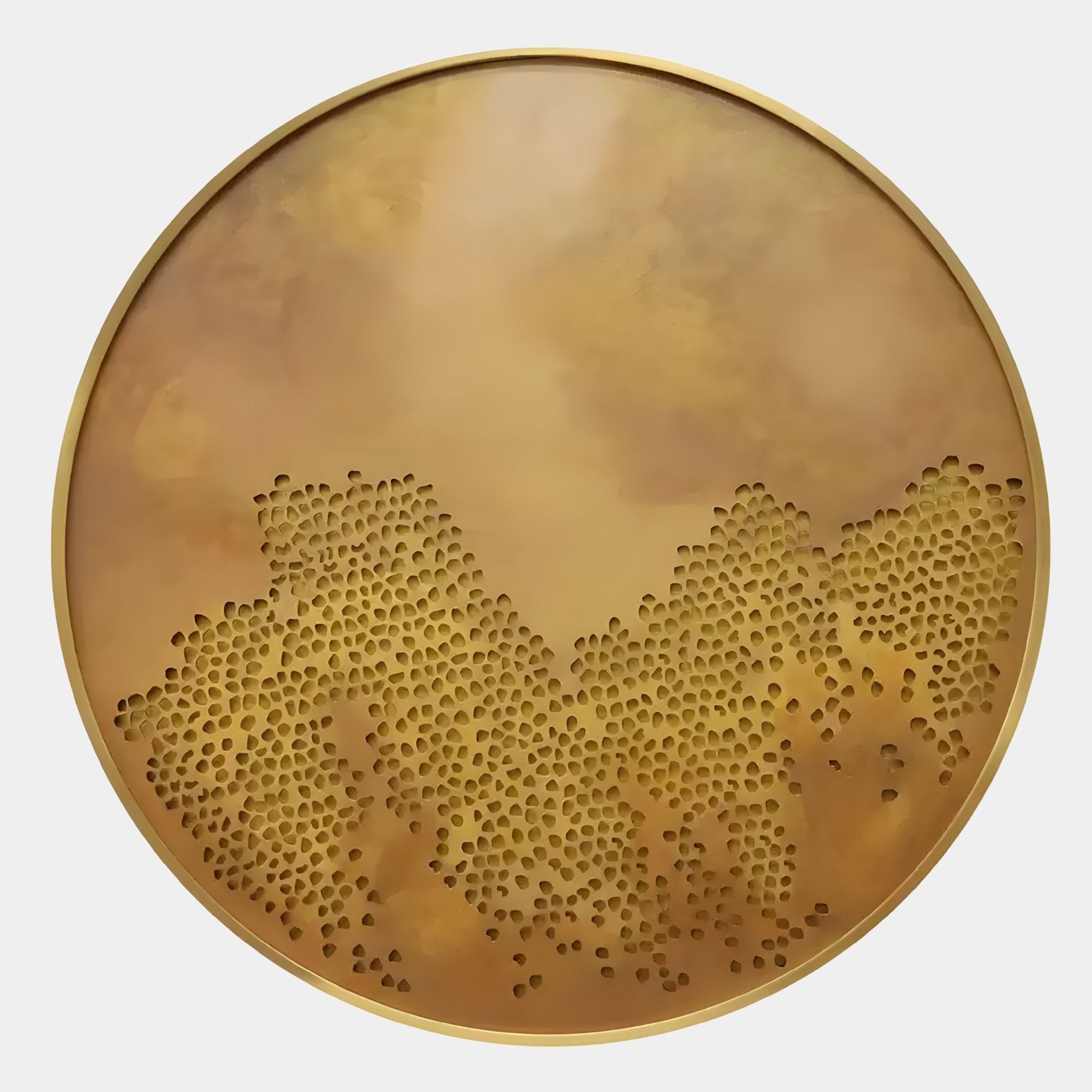 Meliora Golden Honeycomb Round Textured 3D Wall Art